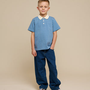 Striped Jersey Poloshirt - Tween - Dusty Blue | 101176 Otto