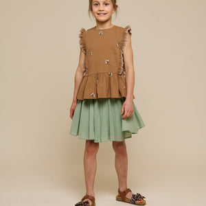 Embroidered Seersucker Top - Tween - Coconut | 100983 Nora