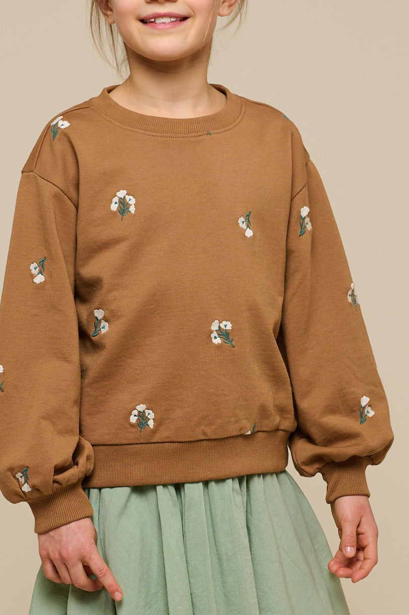 Embroidered Crewneck Sweatshirt - Tween - Coconut | 101214 Kimber