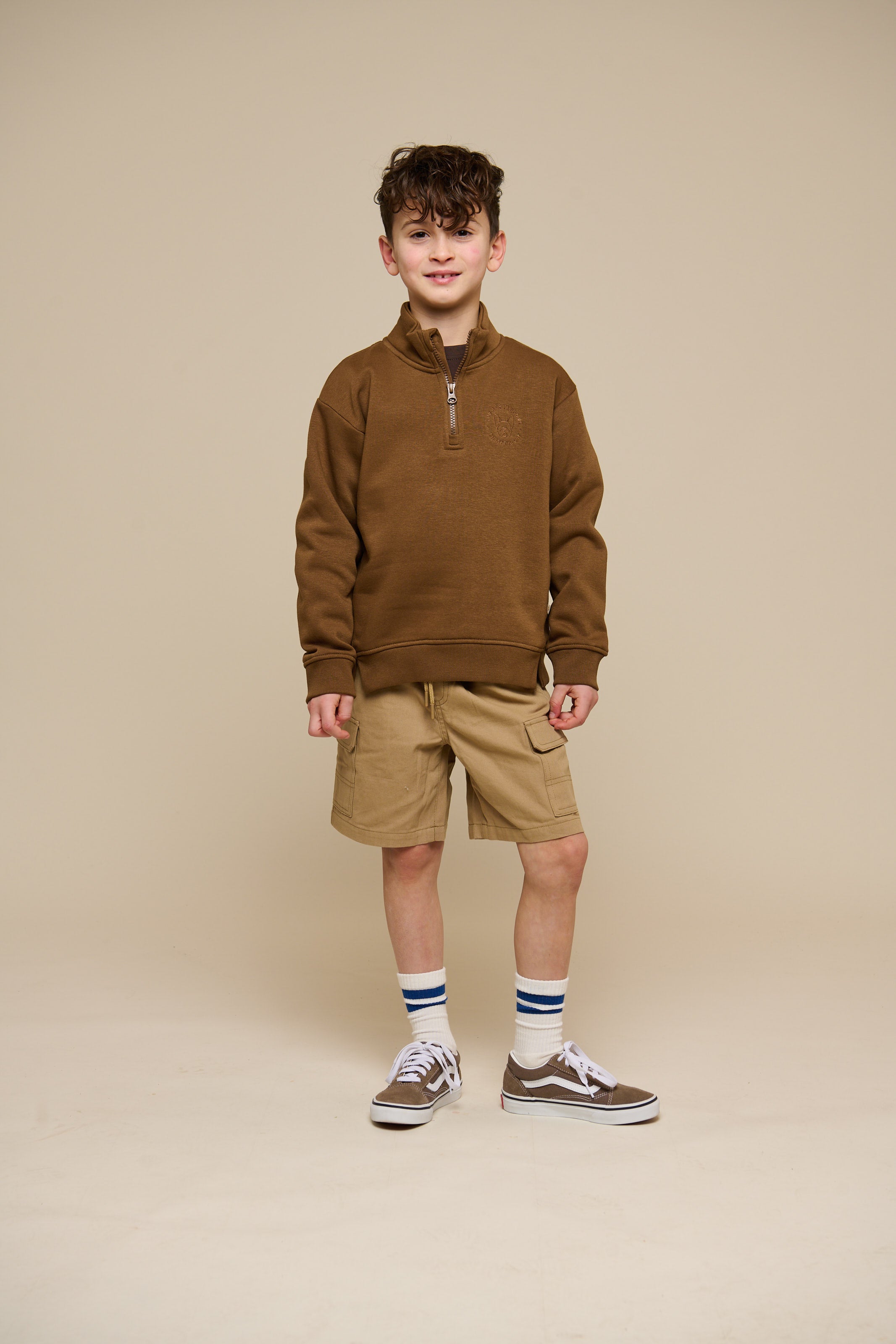 Half Zip Sweatshirt - Tween - Coffee | 100809 Tristan