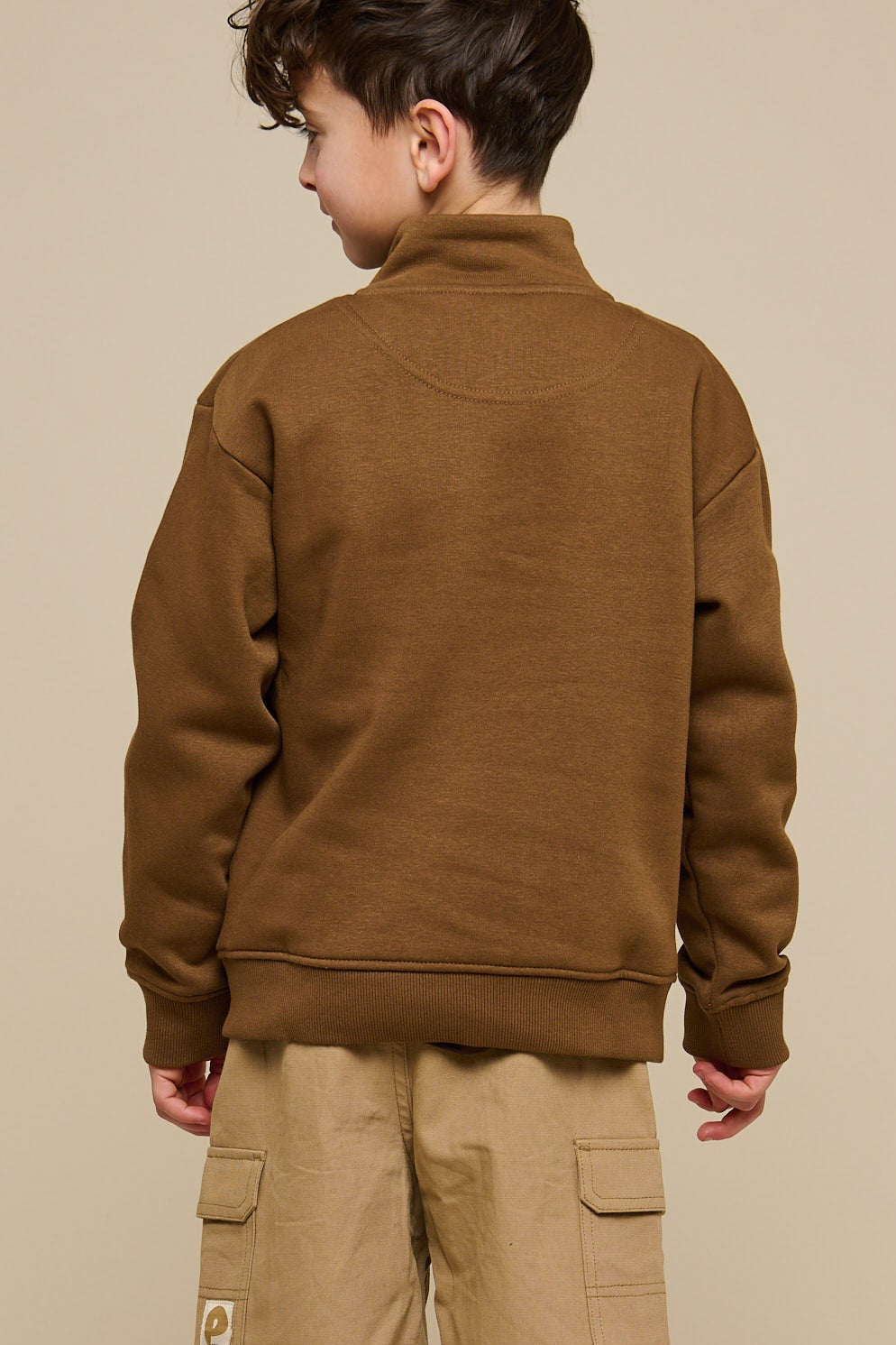 Half Zip Sweatshirt - Tween - Coffee | 100809 Tristan