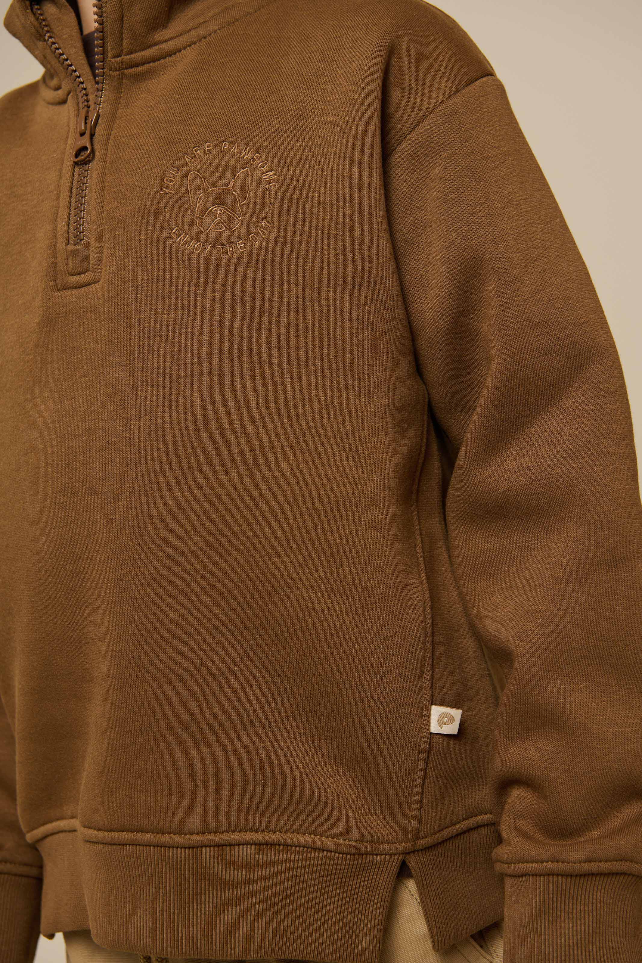 Half Zip Sweatshirt - Tween - Coffee | 100809 Tristan