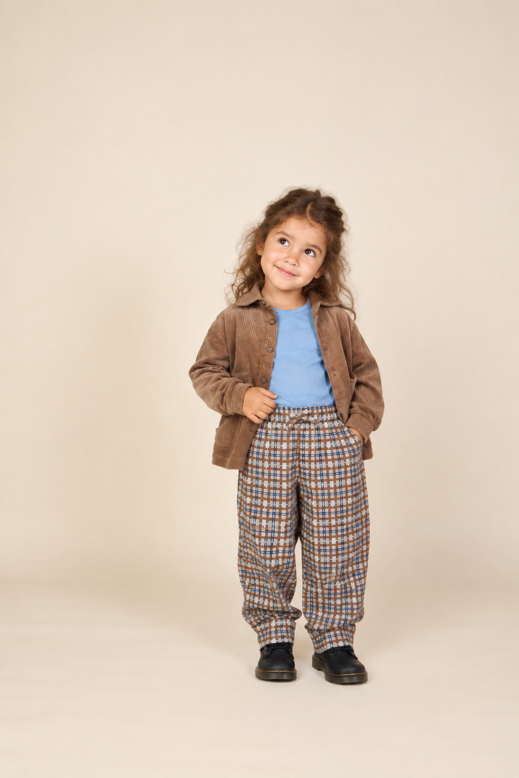 Checked Cotton Trousers - Kids - Blue | 101491 Penny