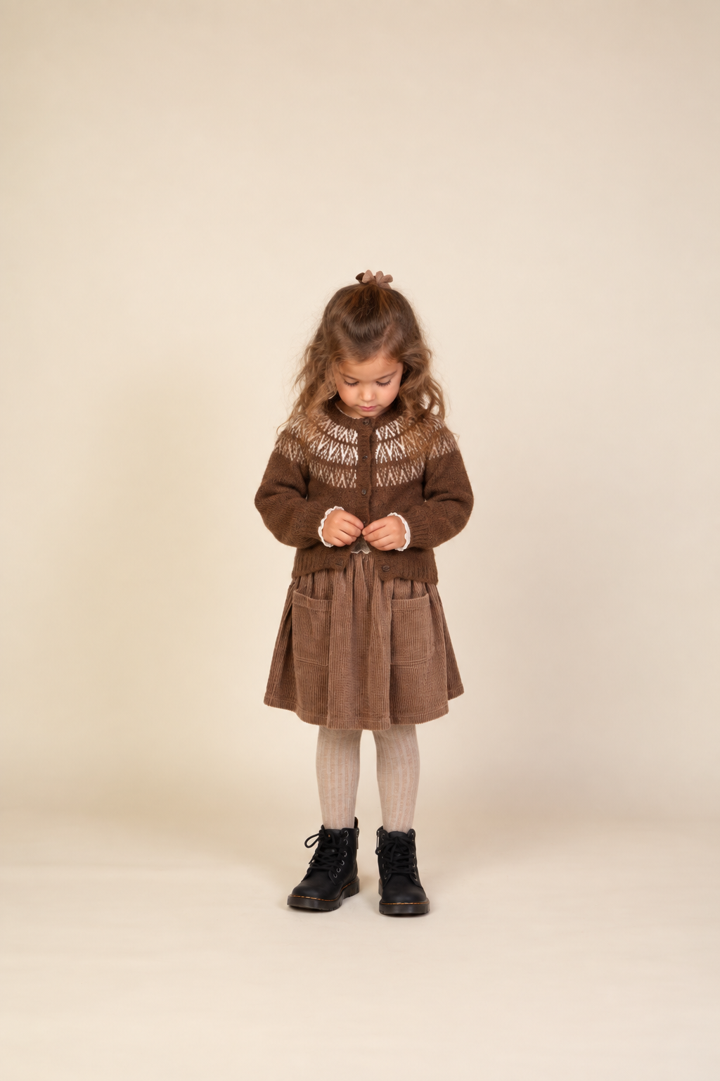 Jacquard Knit Cardigan - Kids - Brown | 101523 Daniella