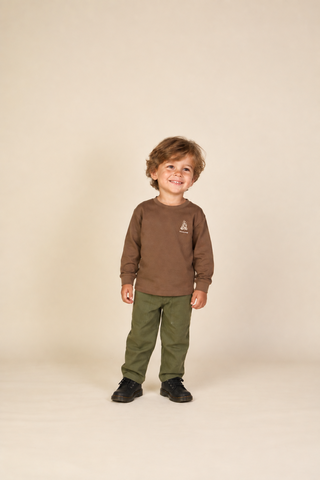 Long-Sleeve T-Shirt with Back Print - Kids - Brown | 101709 Weston