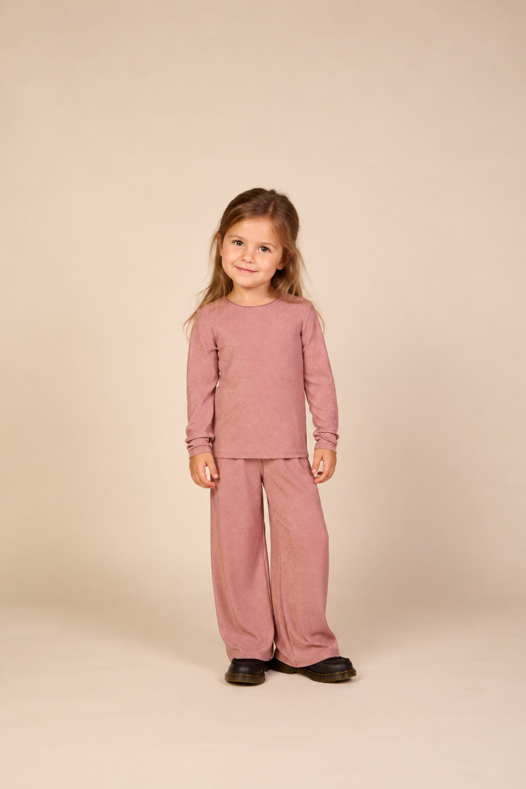 Long-Sleeve Lurex T-Shirt - Kids - Dusty Rose | 101665 Helen