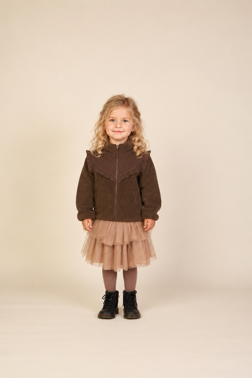 Quilted Yoke Teddy Jacket - Kids - Dark Brown | 101683 Hailey