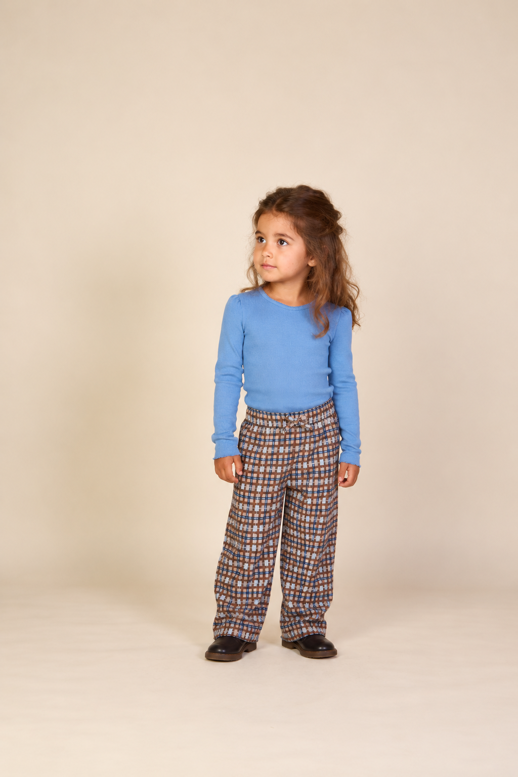 Checked Cotton Trousers - Kids - Blue | 101491 Penny