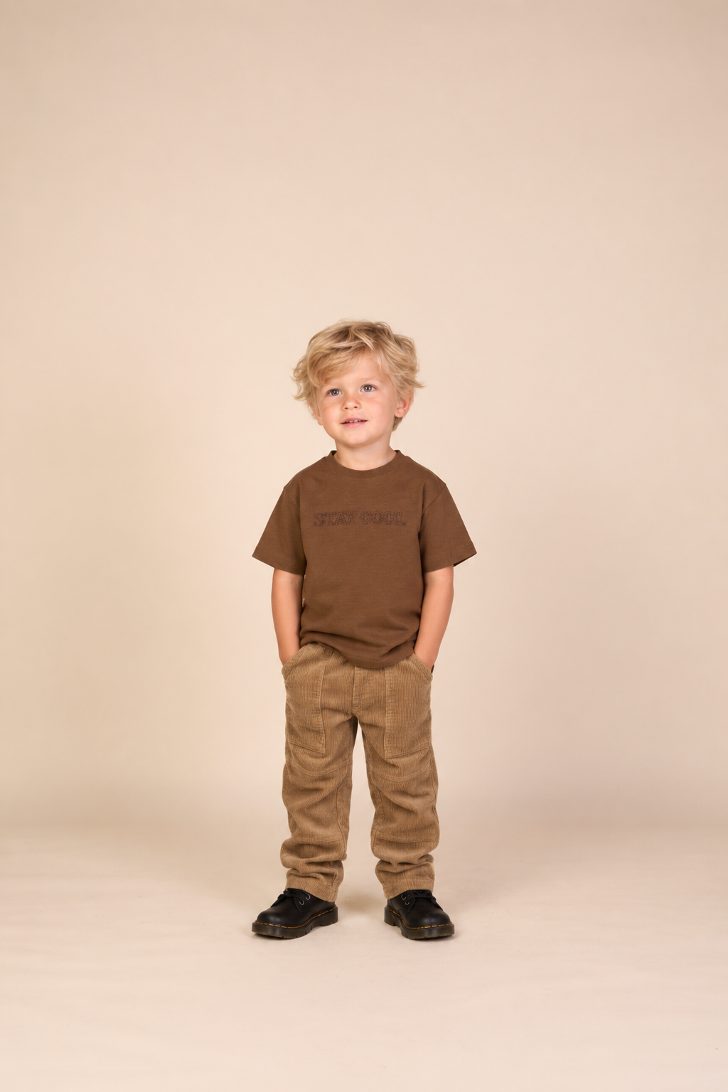 Slub jersey Embroidery T-shirt - Kids - Dark Brown | 101157 Villum
