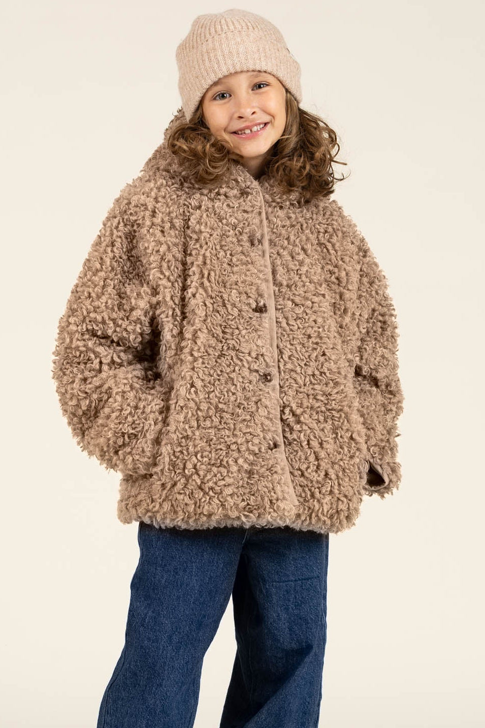 Faux Fur Hooded Jacket - Tween - Caffe Latte | 100548 Ellie