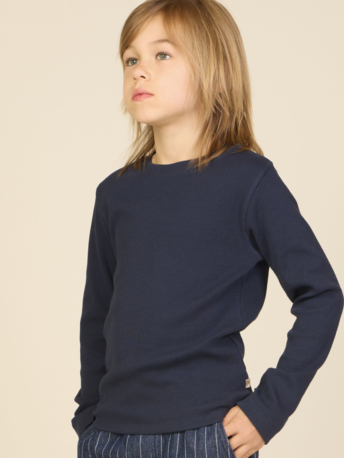 Ribbed Long-Sleeve T-Shirt - Tween - Navy | 101598 Conrad