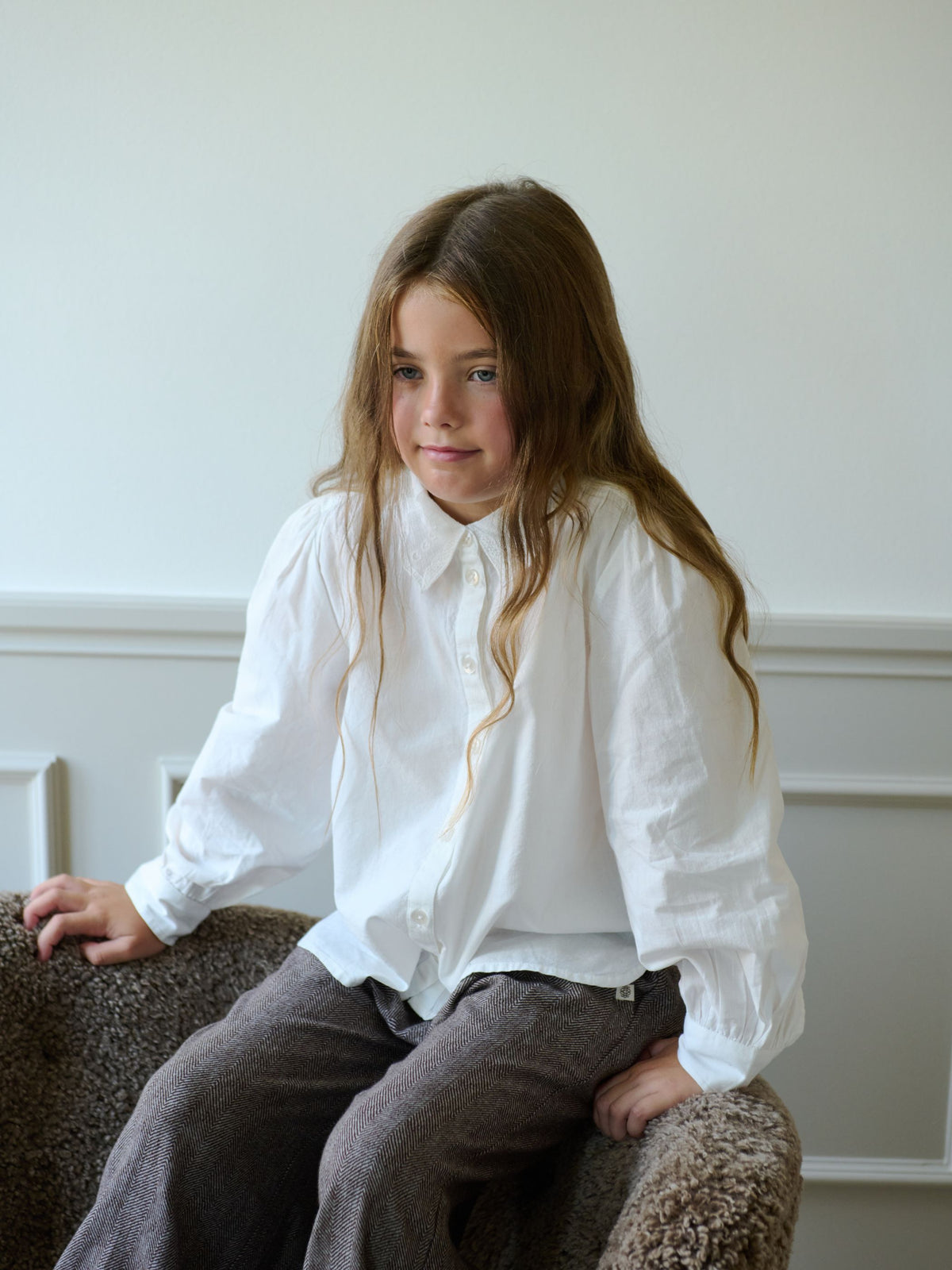 Cotton Herringbone Trousers - Tween - Dark Brown | 101522 Susse