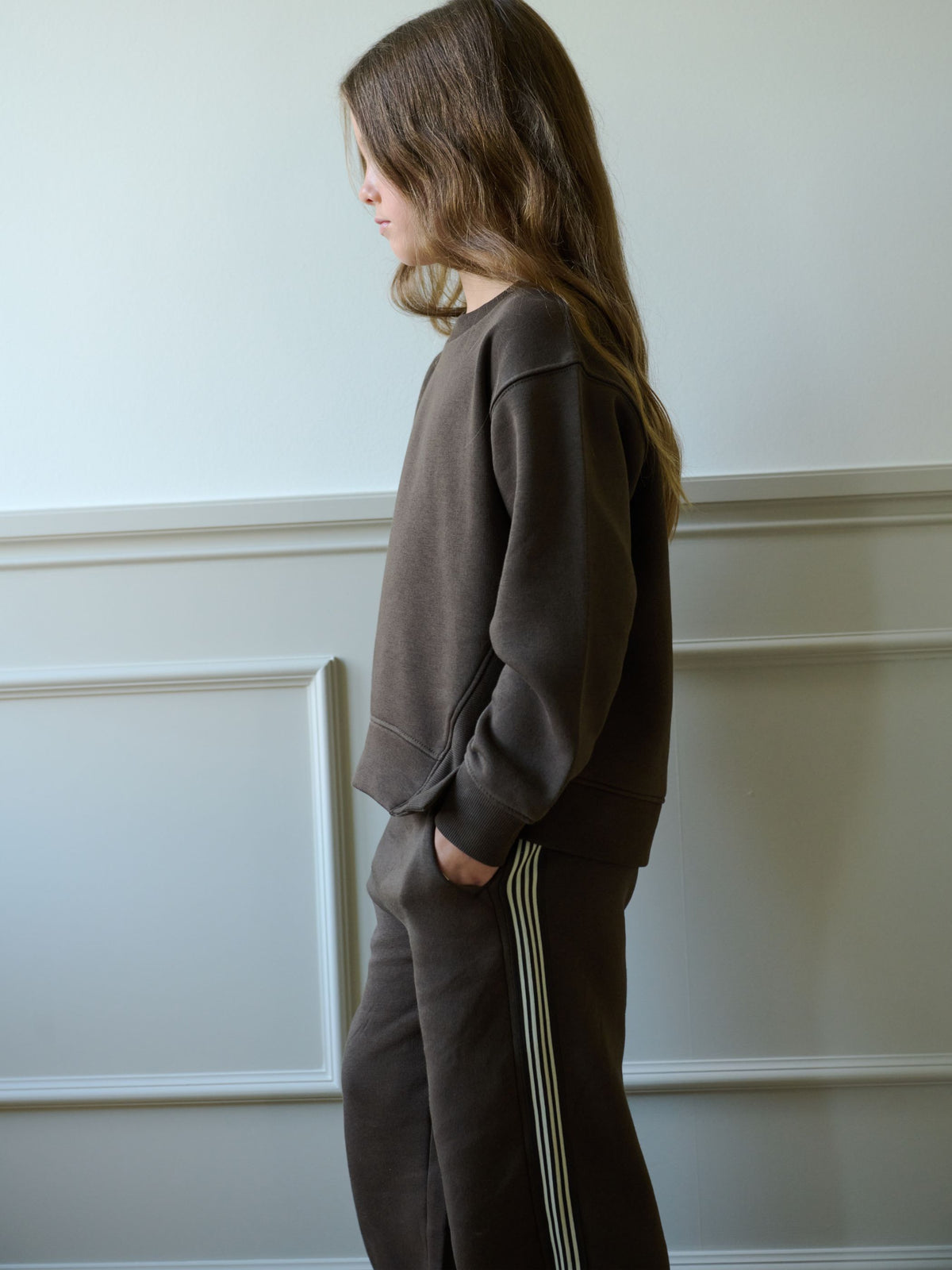 Rib Detail Sweatshirt - Tween - Dark Brown | 101627 Zoe