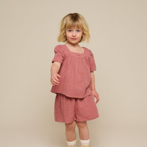 Gauze Short Sleeve Blouse - Kids - Old Rose | 100920 Jasmine