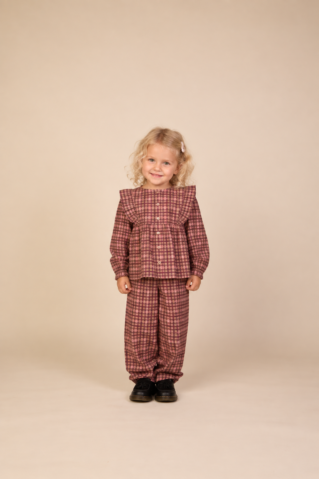 Checked Cotton Trousers - Kids - Rose | 101489 Penny