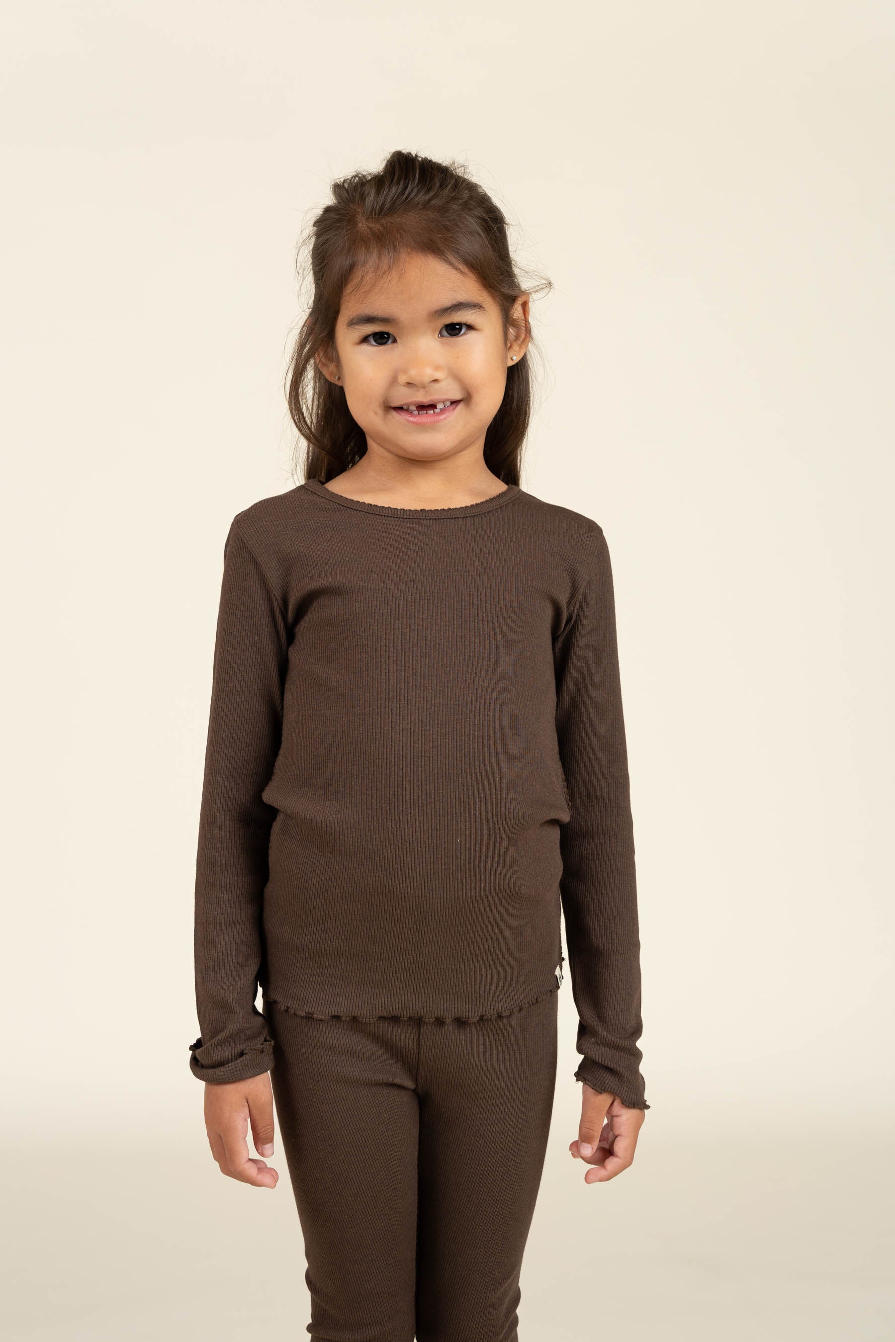 Modal Rib leggings - Kids - Chocolate | 100584 Mia