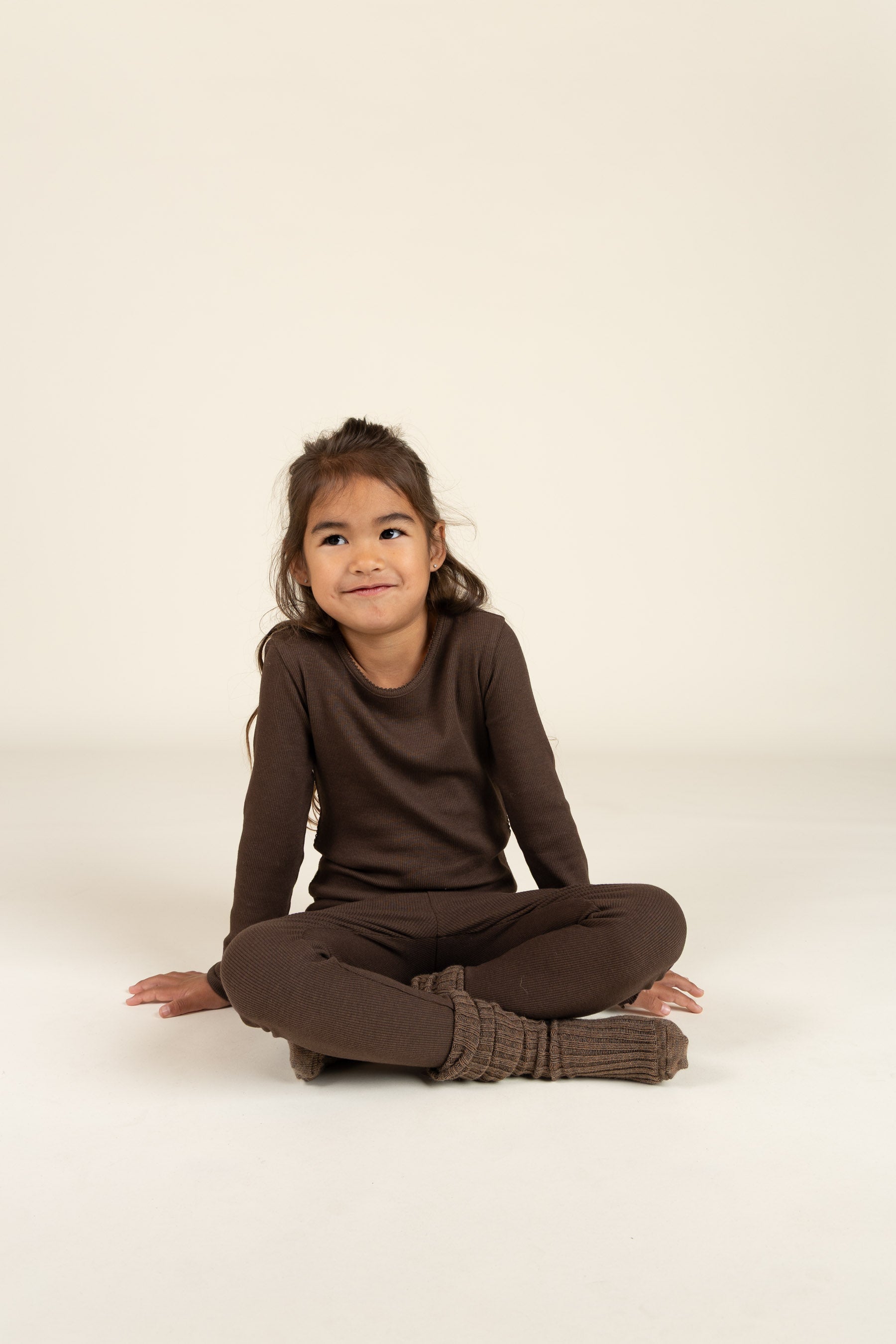 Modal Rib leggings - Kids - Chocolate | 100584 Mia