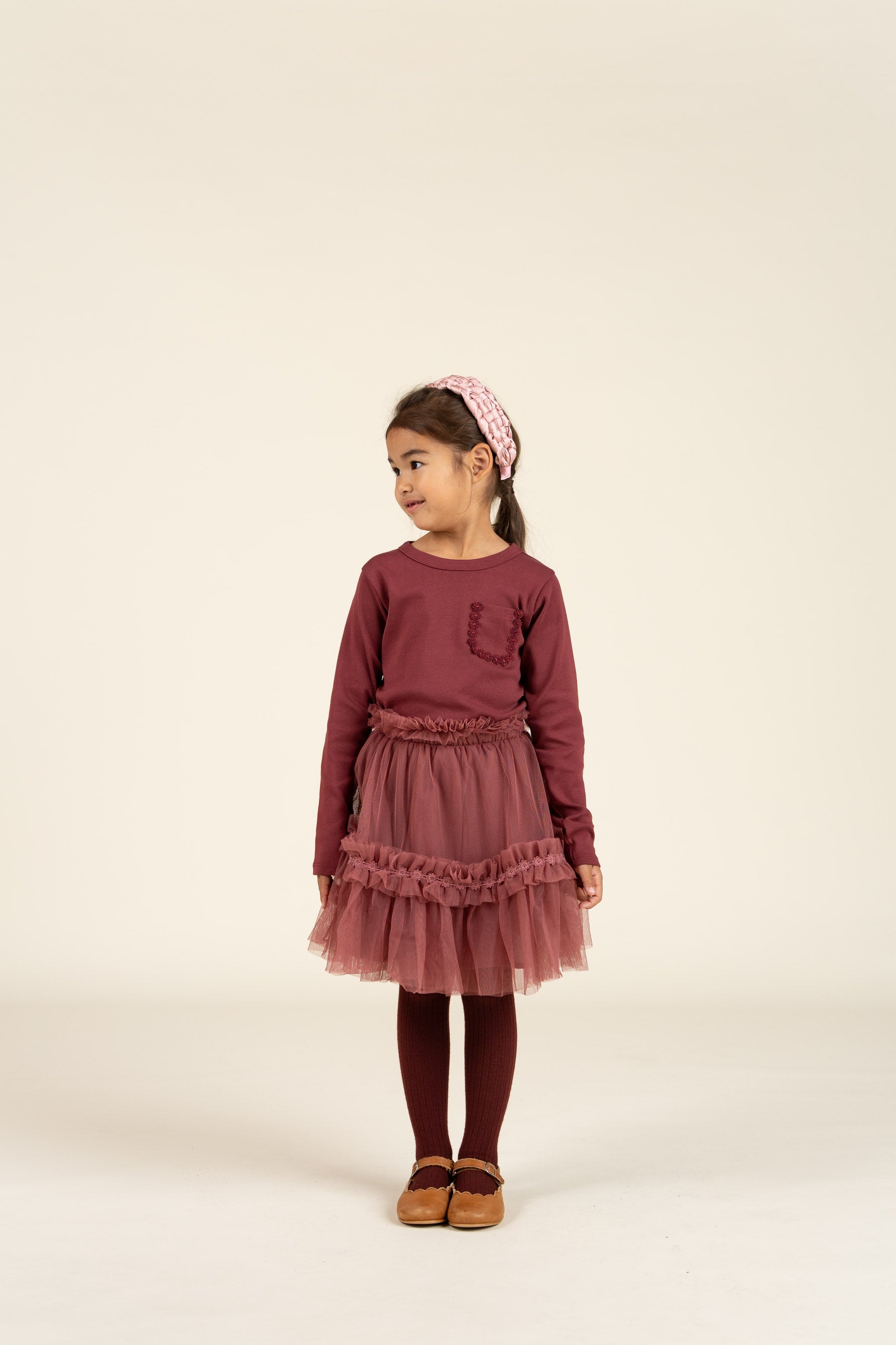 Long Sleeve T-shirt with Chest pocket - Kids - Burgundy | 100868 Sienna