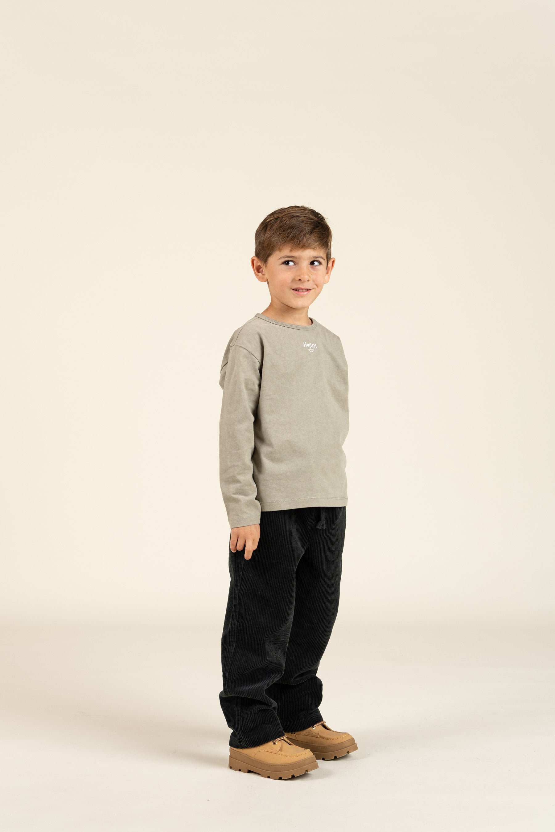 long sleeve T-shirt with Embroidery - Kids - Dusty Green | 100856 Brandon