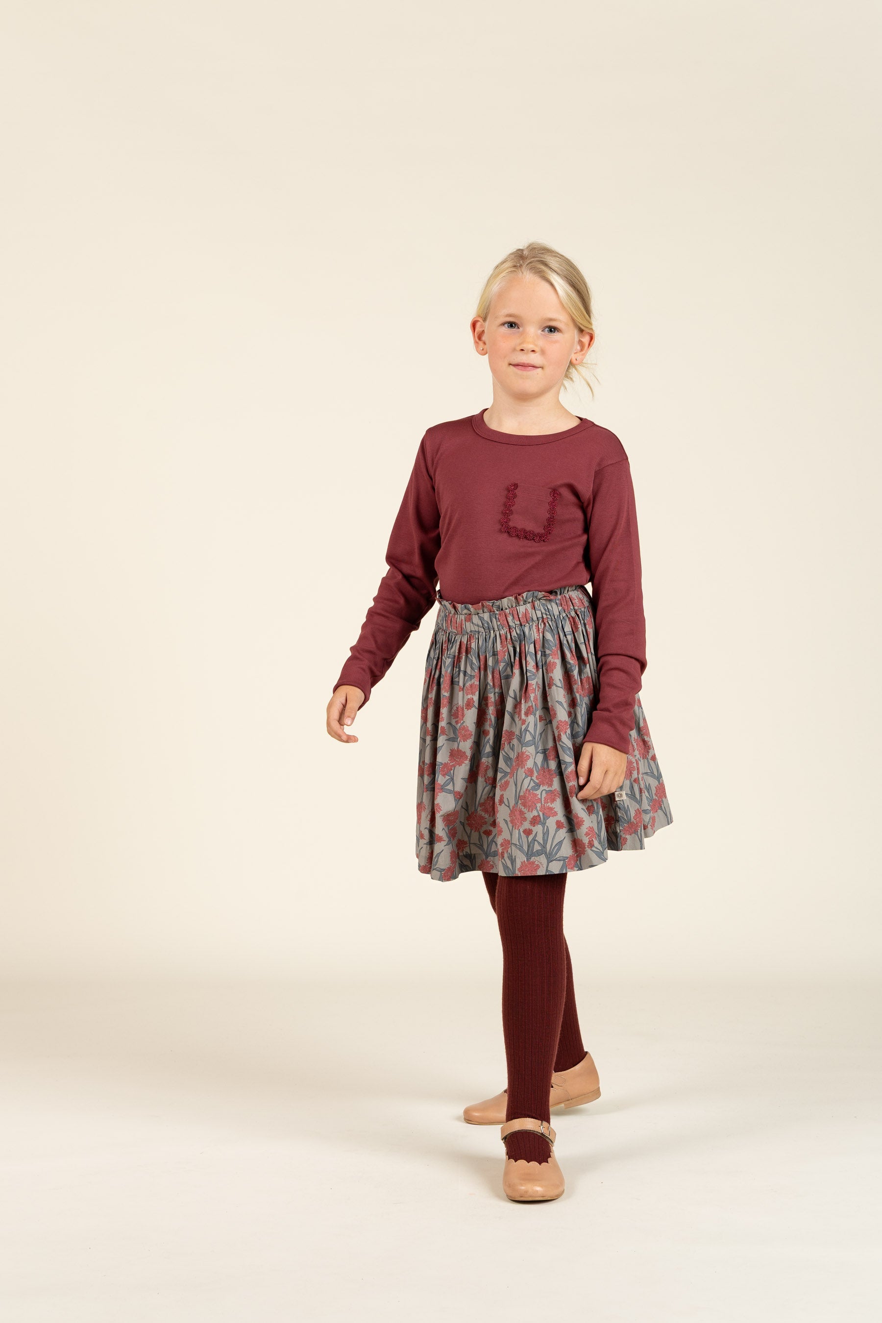 Long Sleeve T-shirt with Chest pocket - Tween - Burgundy | 100869 Sienna
