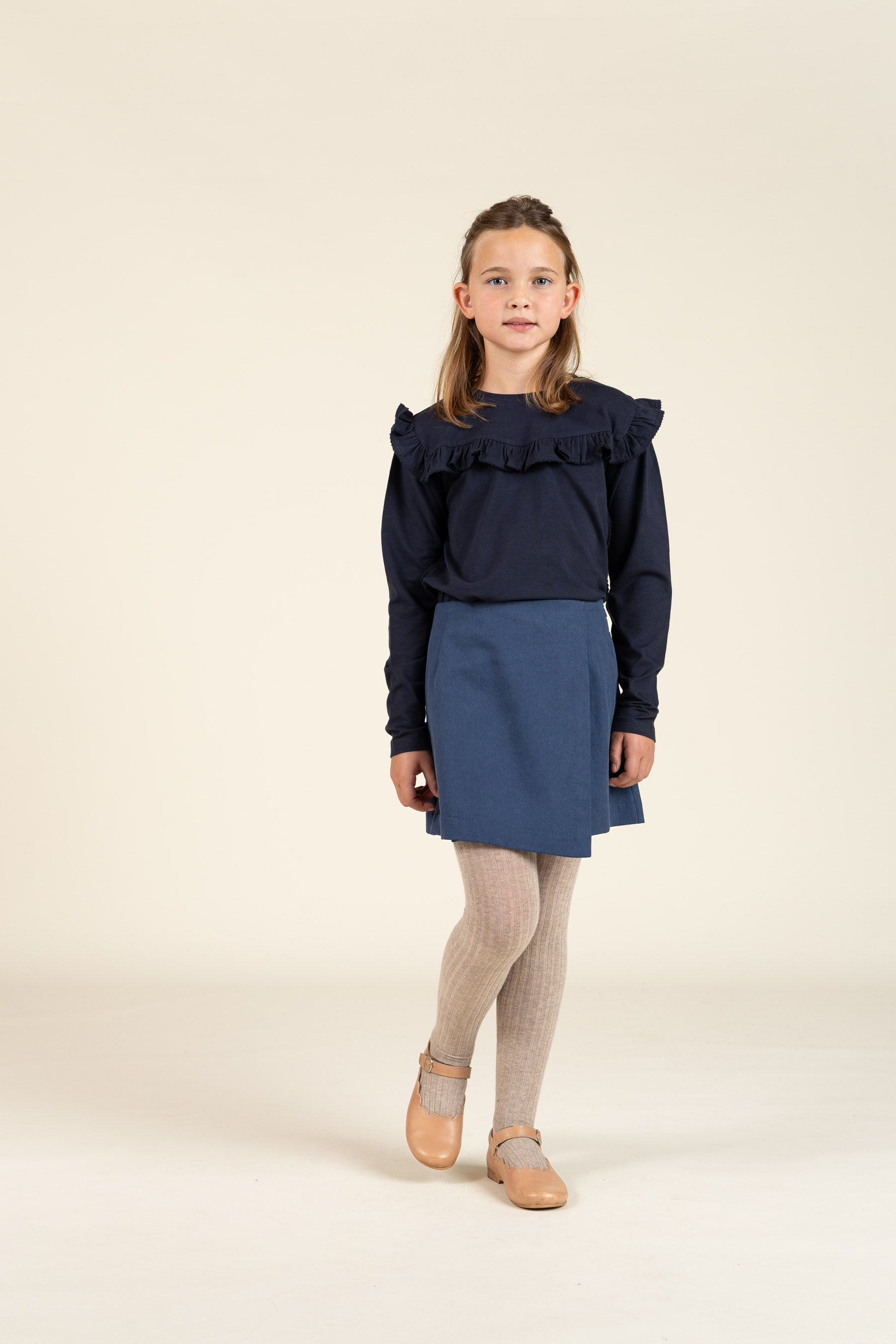 Frill Jersey Blouse - Tween - Navy | 100865 Talia