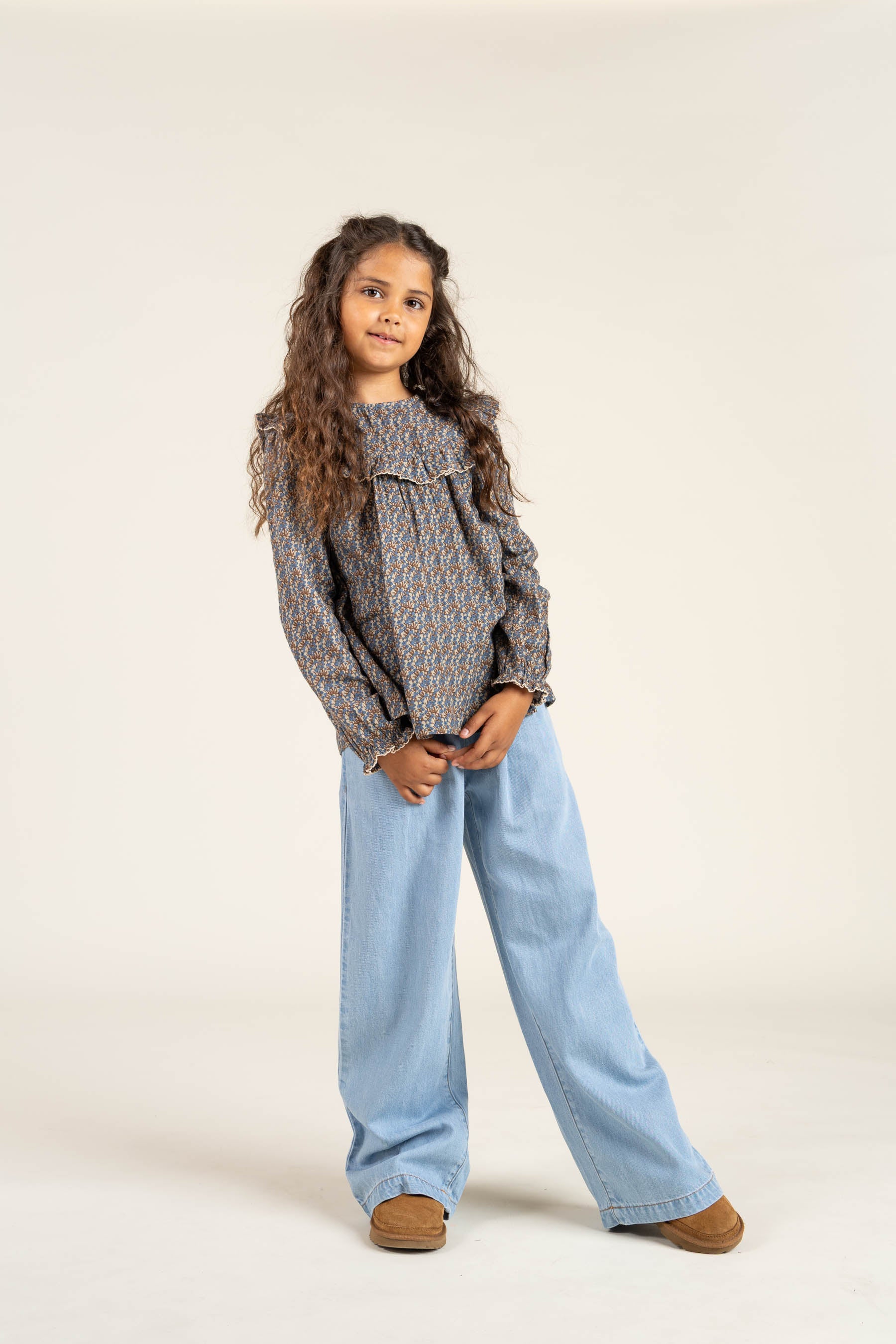 Wide-leg Soft Denim Trousers - Tween - Blue Denim | 100103 Lea