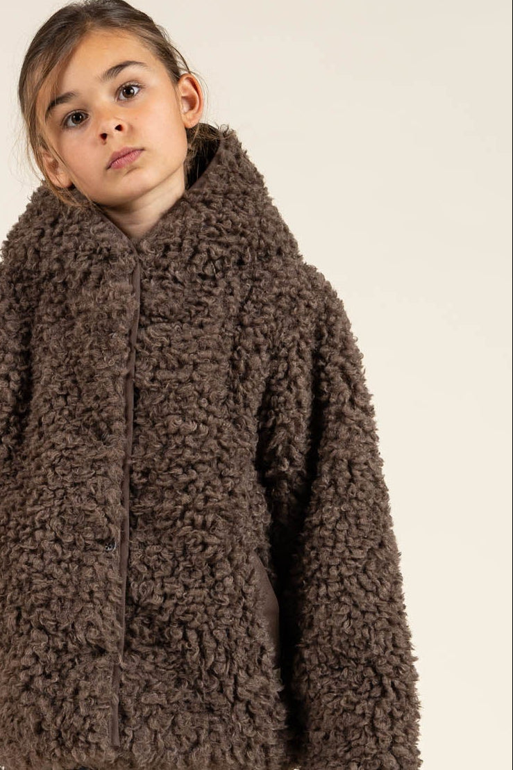 Faux Fur Hooded Jacket - Tween - Chocolate | 100549 Ellie