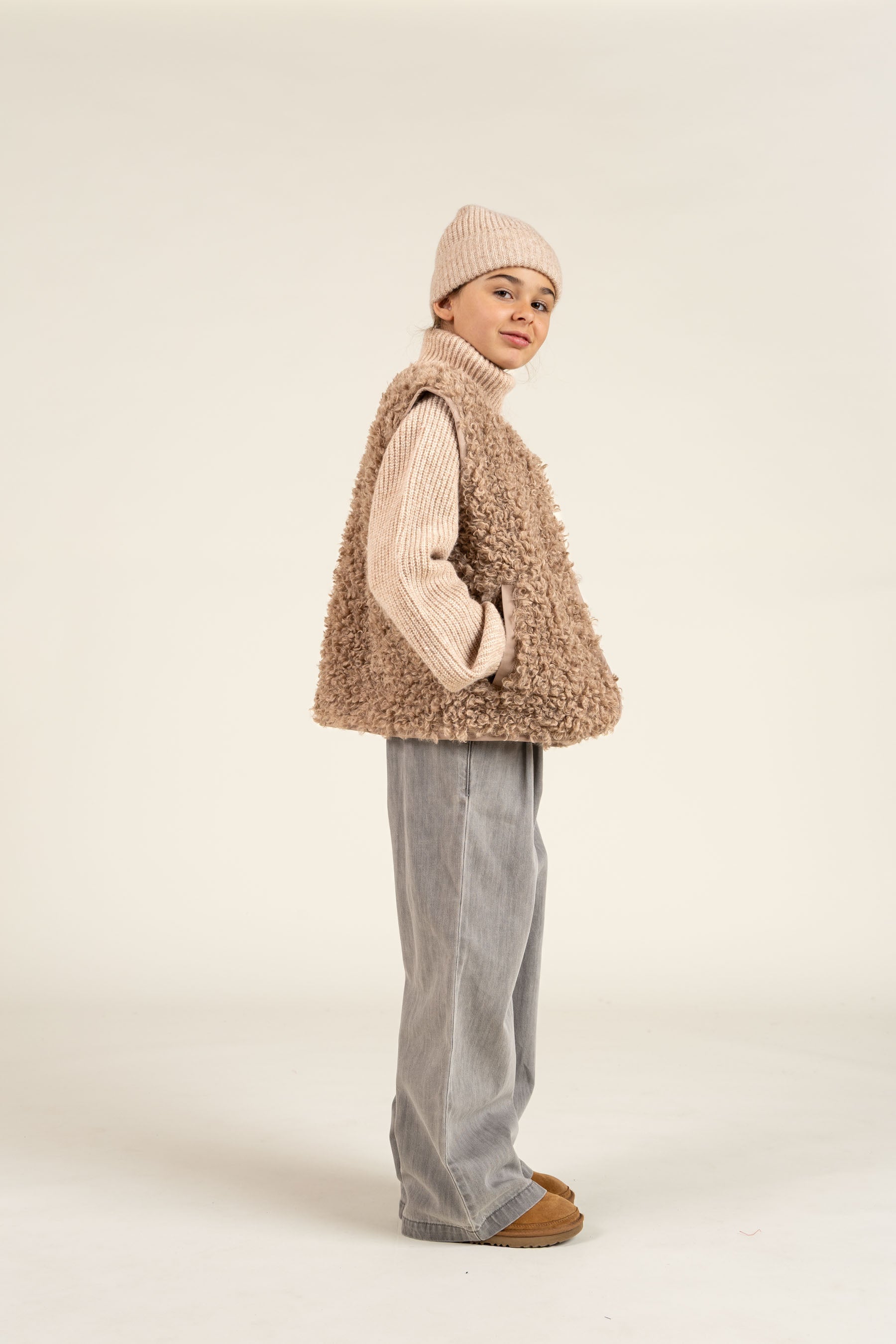 Wide-leg Soft Denim Trousers - Tween - Grey Denim | 100104 Lea