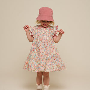 Flower Printed Poplin Dress - Kids - Rose | 100960 Poppy