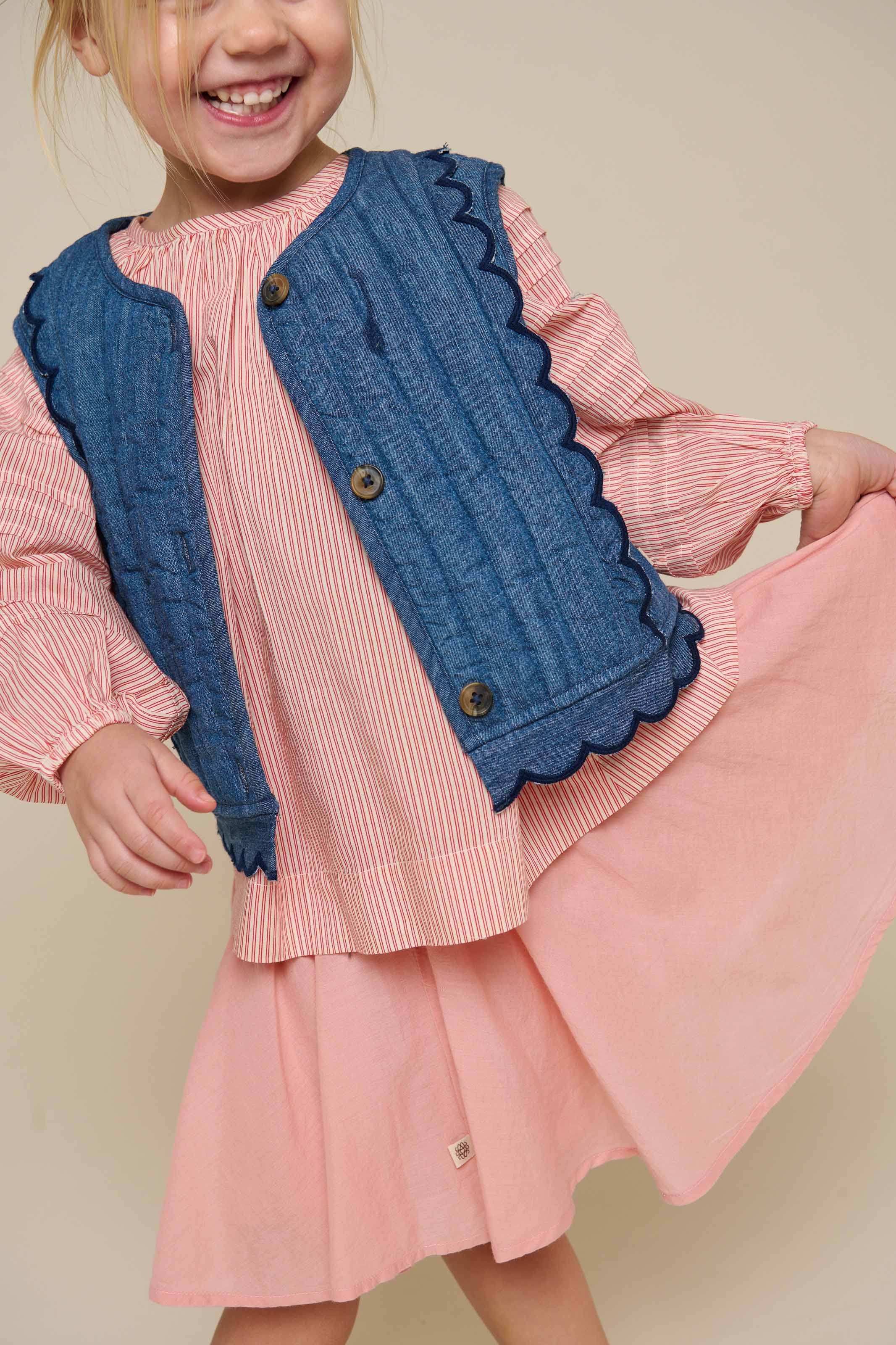 Quillted Denim Vest - Kids - Blue Denim | 101052 Isabella