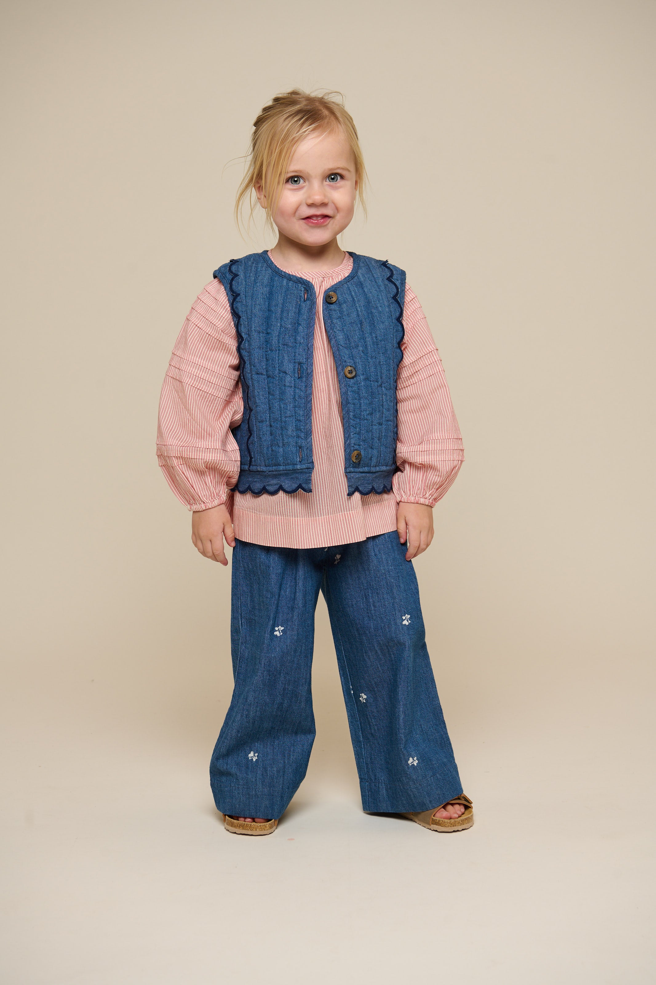 Quillted Denim Vest - Kids - Blue Denim | 101052 Isabella