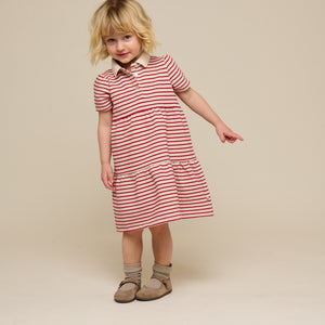Striped Jersey Dress - Kids - Cherry Red | 101008 Emmie
