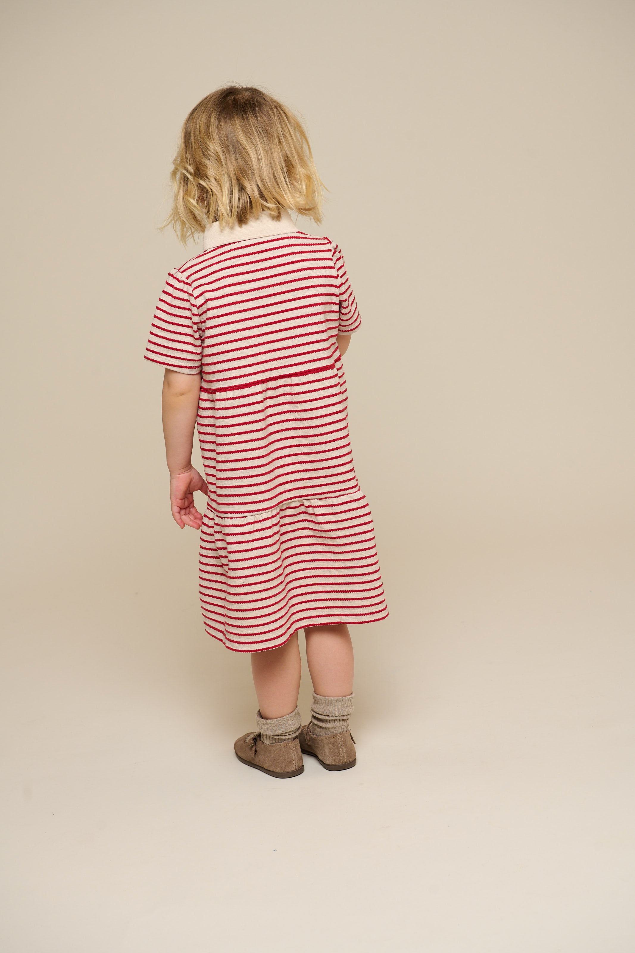 Striped Jersey Dress - Kids - Cherry Red | 101008 Emmie