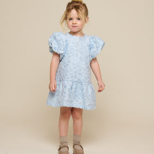 Cotton-blend Jacquard Dress - Kids - Light Blue | 100994 Giselle