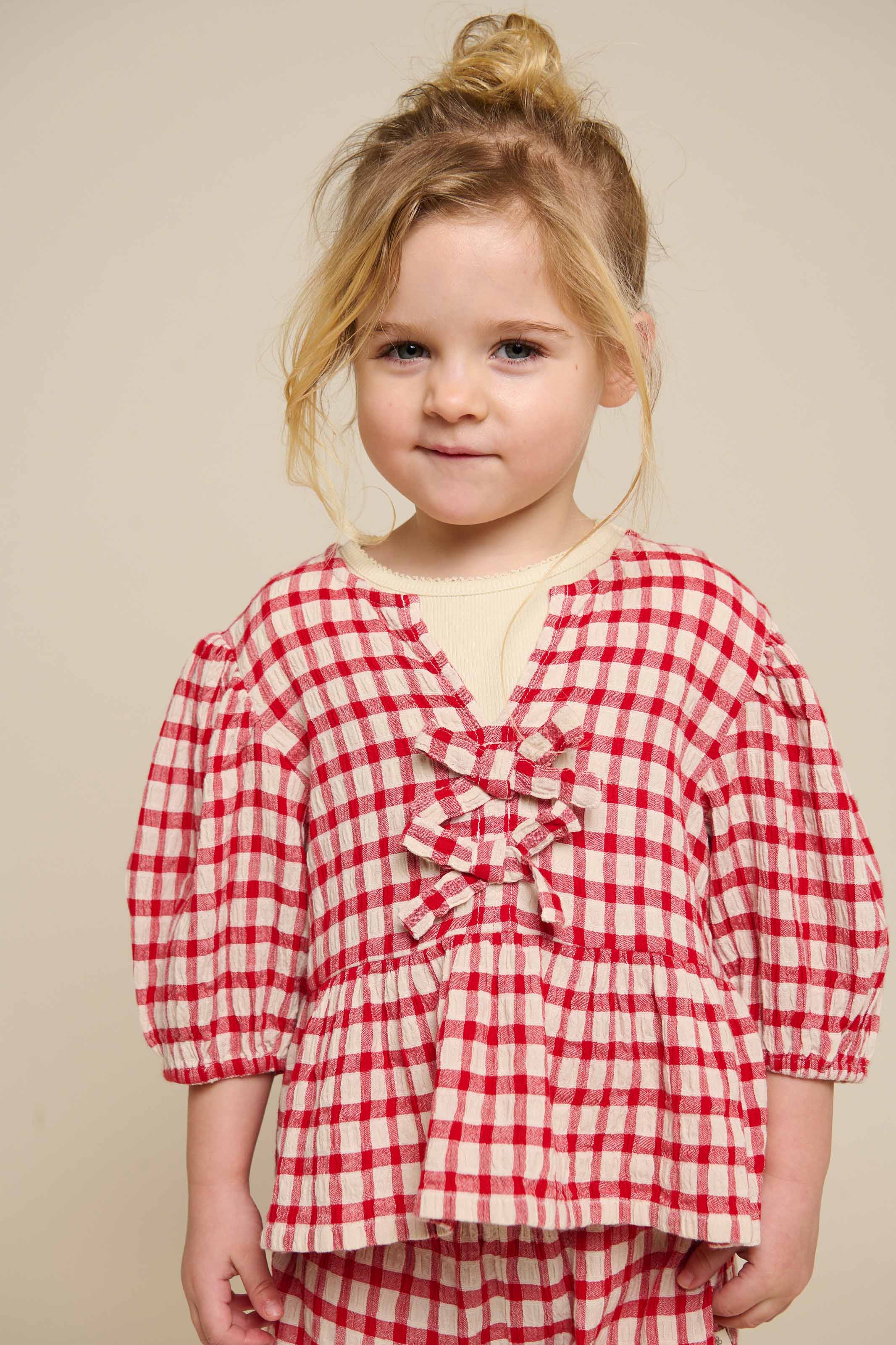 Checked Cotton Blouse - Kids - Cherry Red | 100908 Bonnie