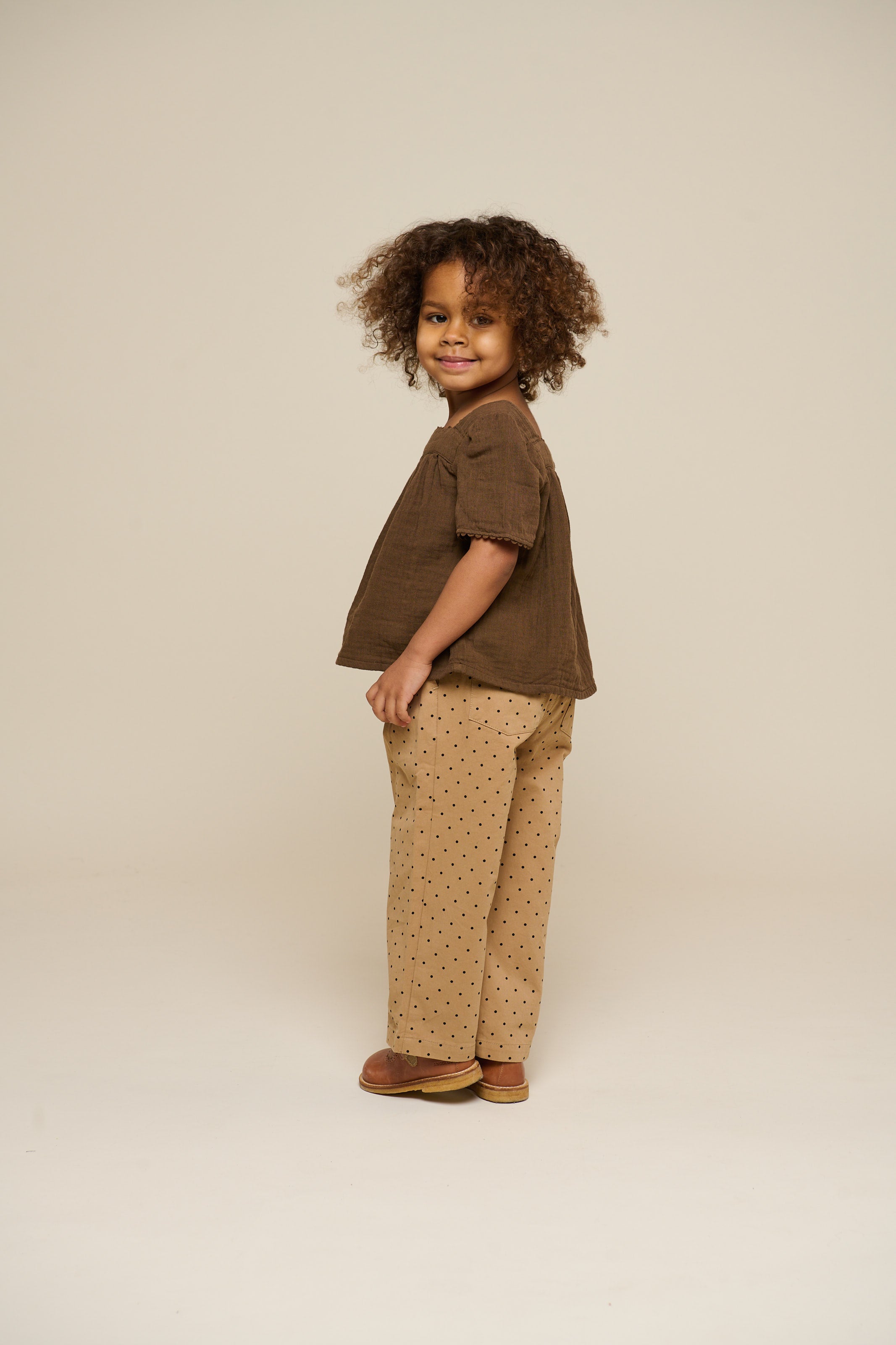 Twill trousers with Dot - Kids - Beige | 100614 Iris