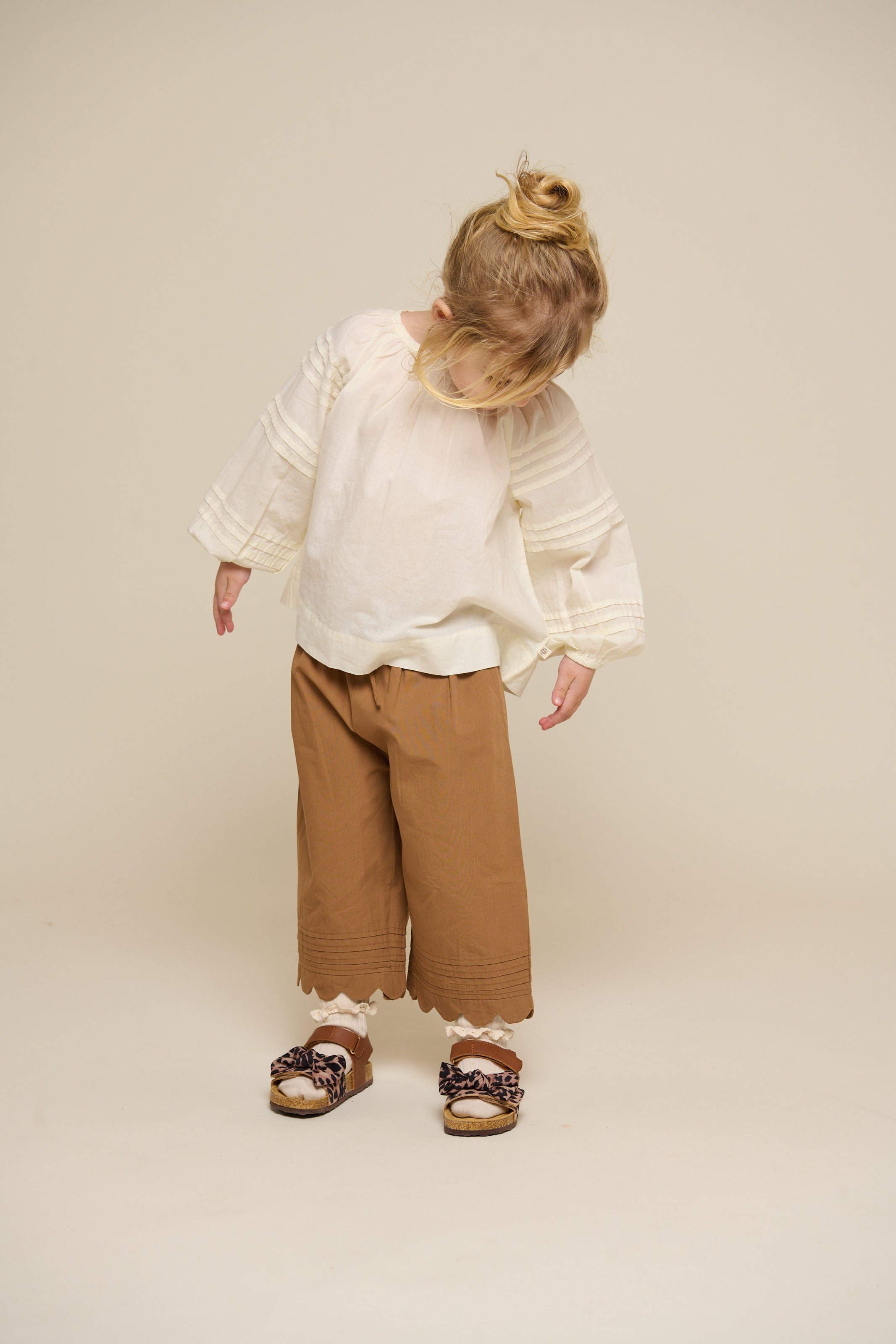 Poplin Trouser with Scallop Edge - Kids - Coconut | 101048 Joy