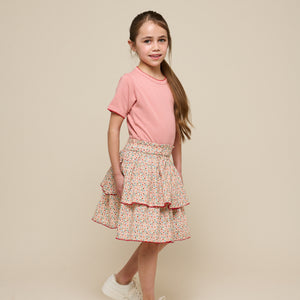 Pointelle t-shirt with contrast picot - Tween - Rose Tan | 101288 Drew