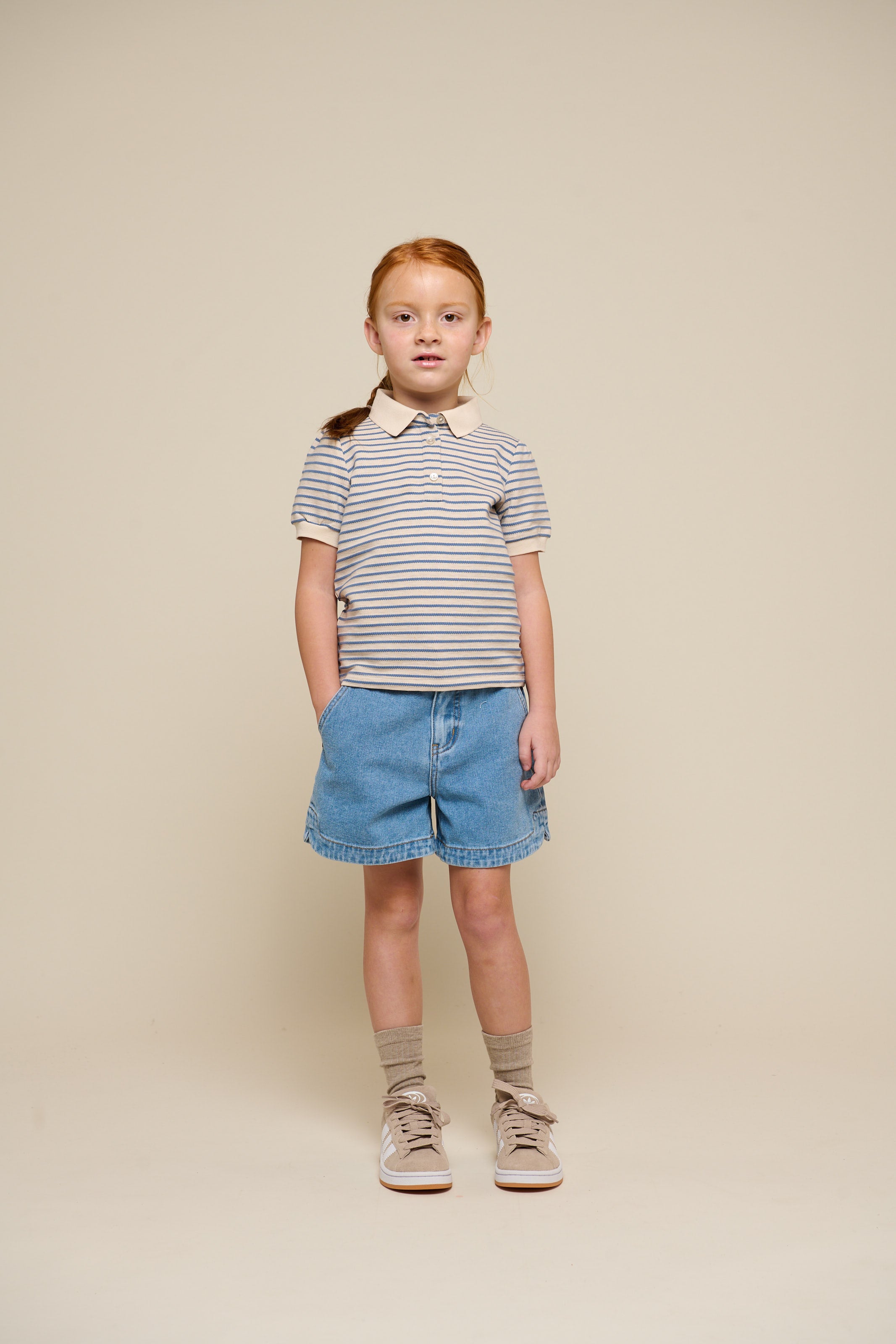 Striped Jersey Polo - Tween - Blue | 101007 Emmie