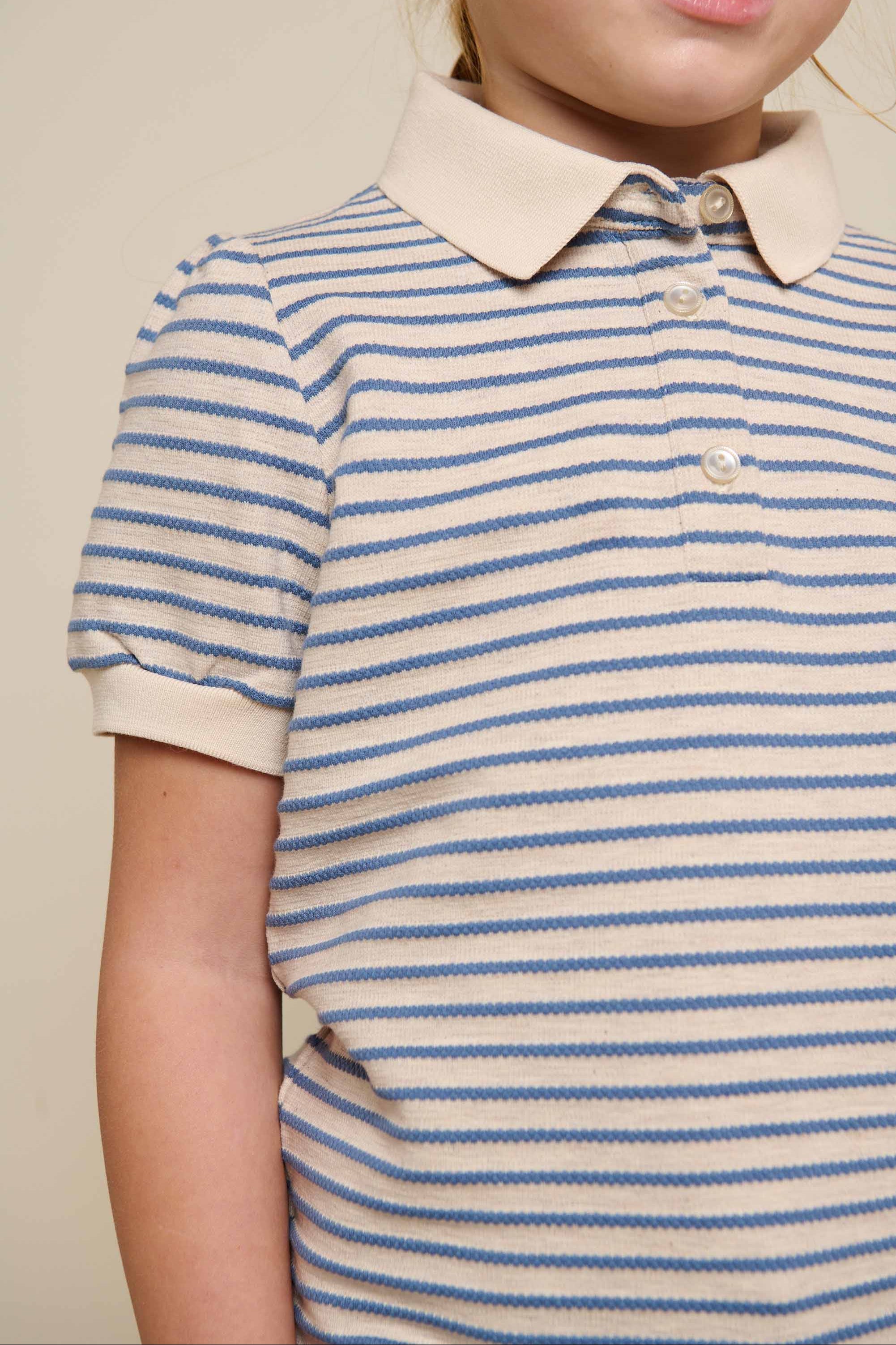 Striped Jersey Polo - Tween - Blue | 101007 Emmie