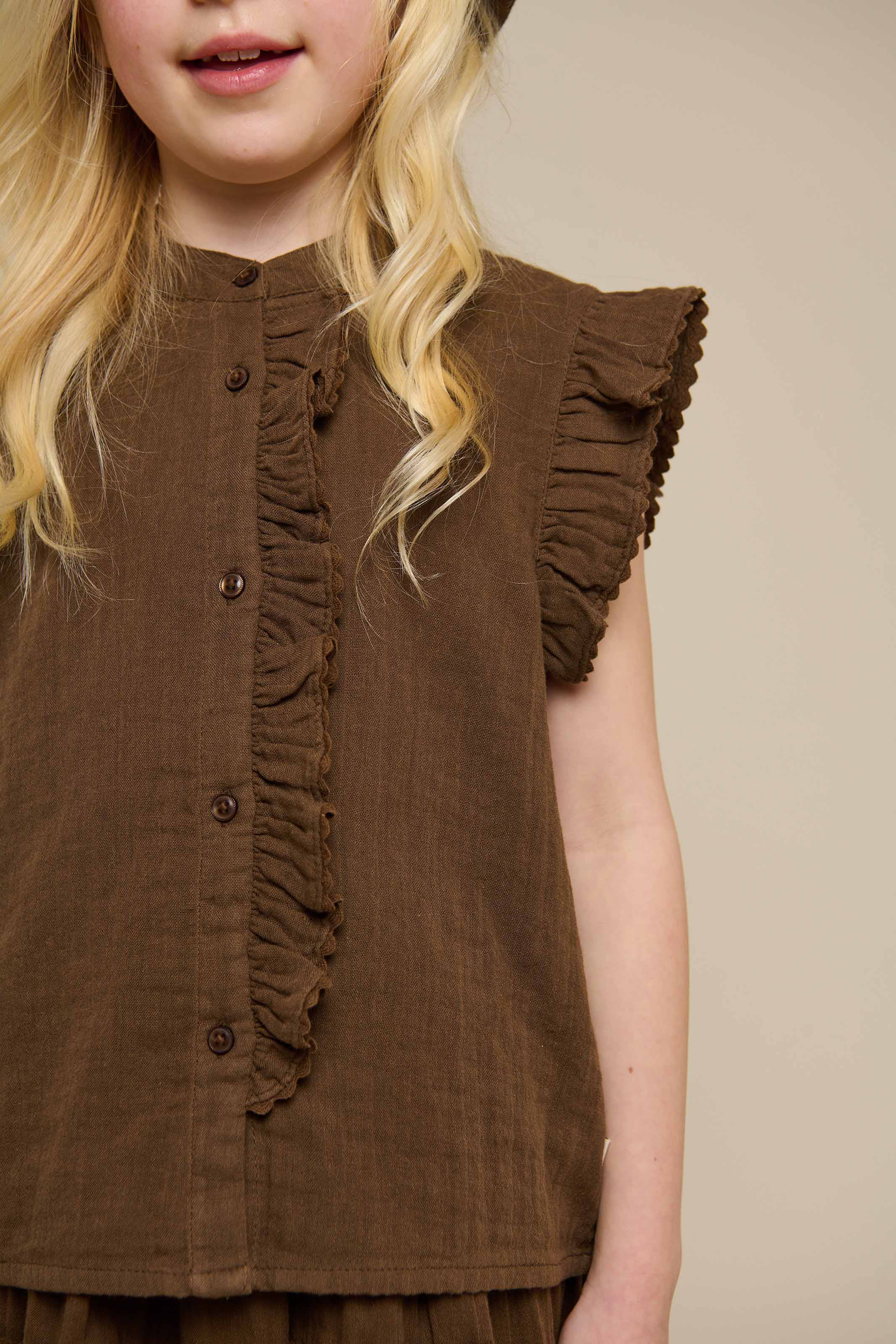 Gauze Sleeveless Top - Tween - Dark Brown | 100929 Jasmine