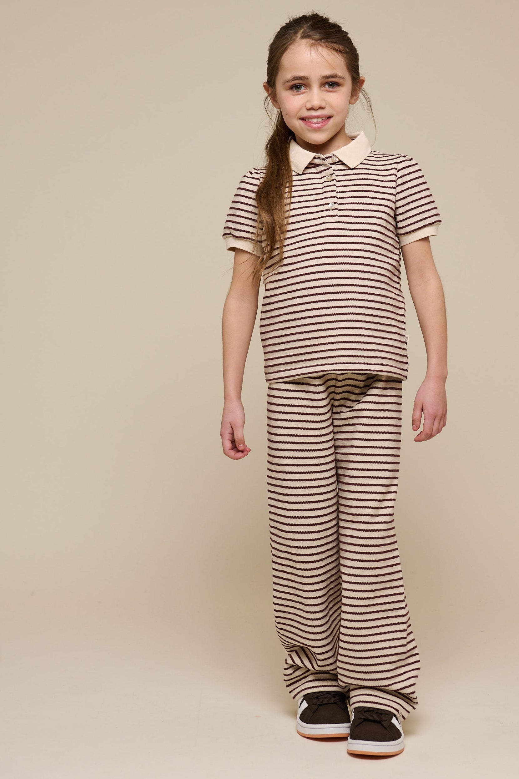 Striped Wide-leg Jersey Trousers - Tween - Brown | 100997 Emmie