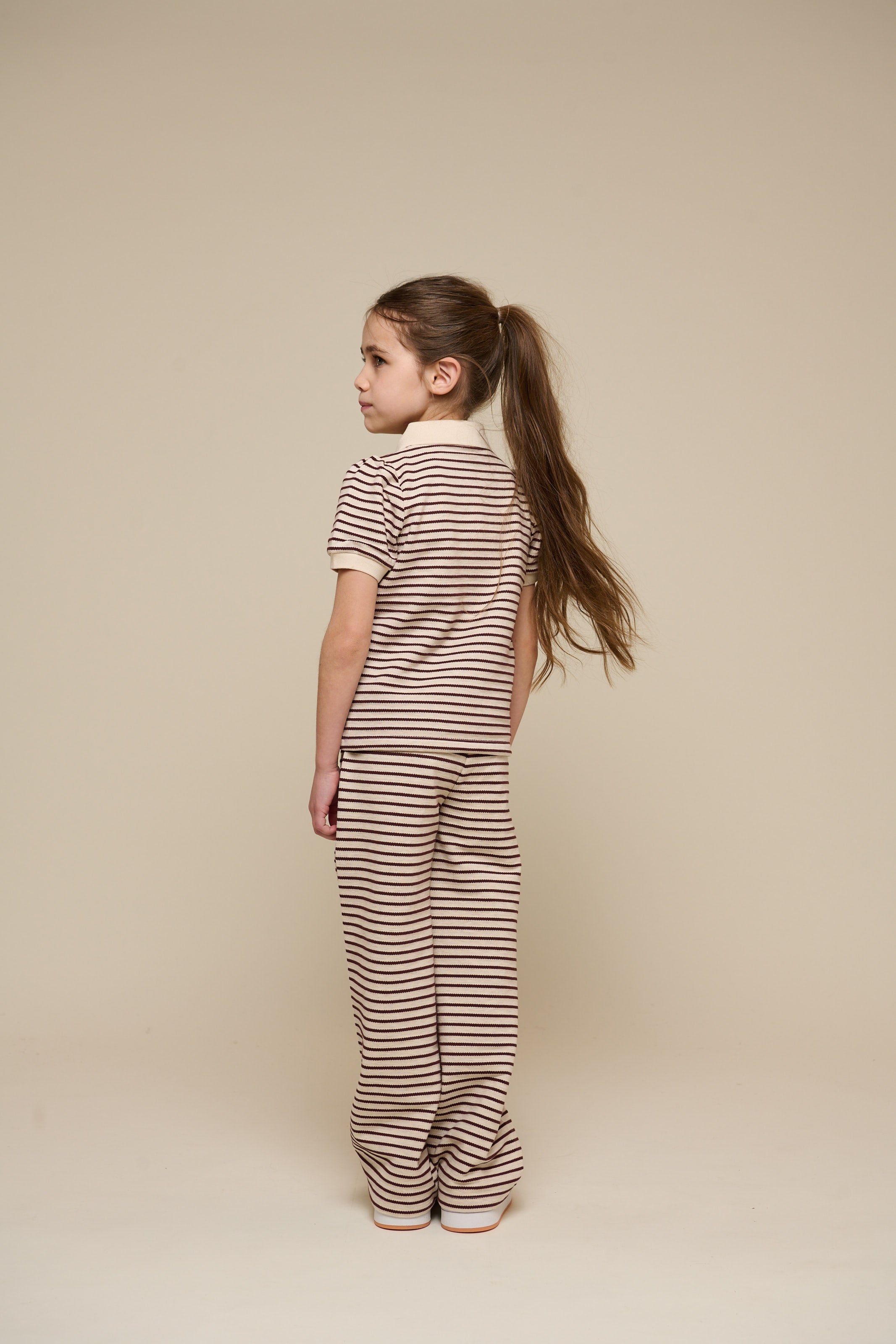 Striped Jersey Polo - Tween - Brown | 101005 Emmie