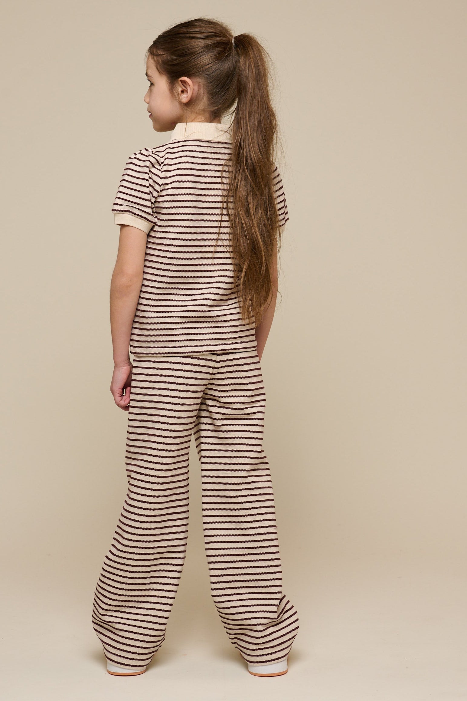 Striped Wide-leg Jersey Trousers - Tween - Brown | 100997 Emmie