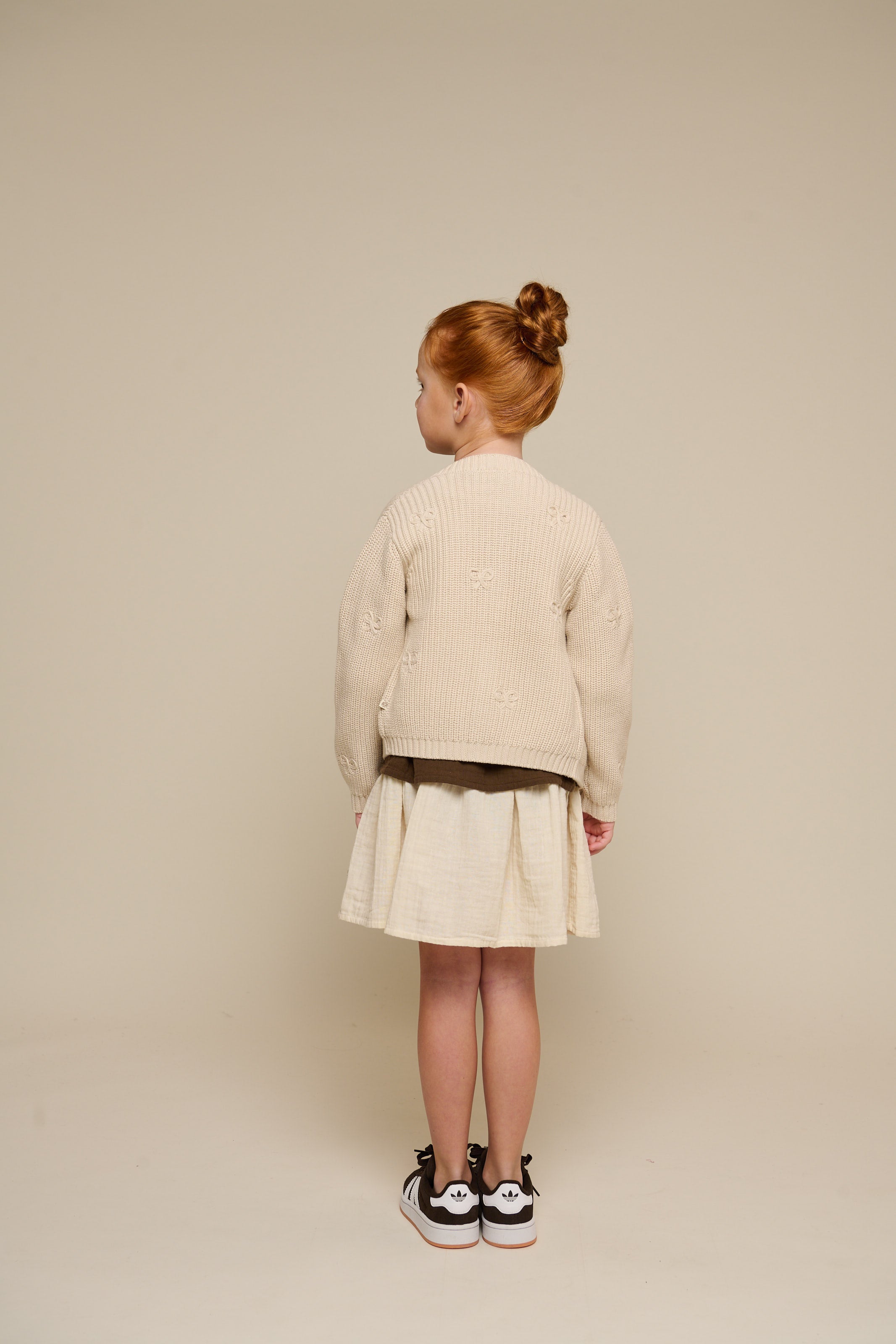 Cotton Knit Cardigan with Bows - Tween - Nature | 100791 Freya