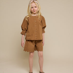 Poplin Shorts with Scallop Edge - Tween - Coconut | 101075 Joy