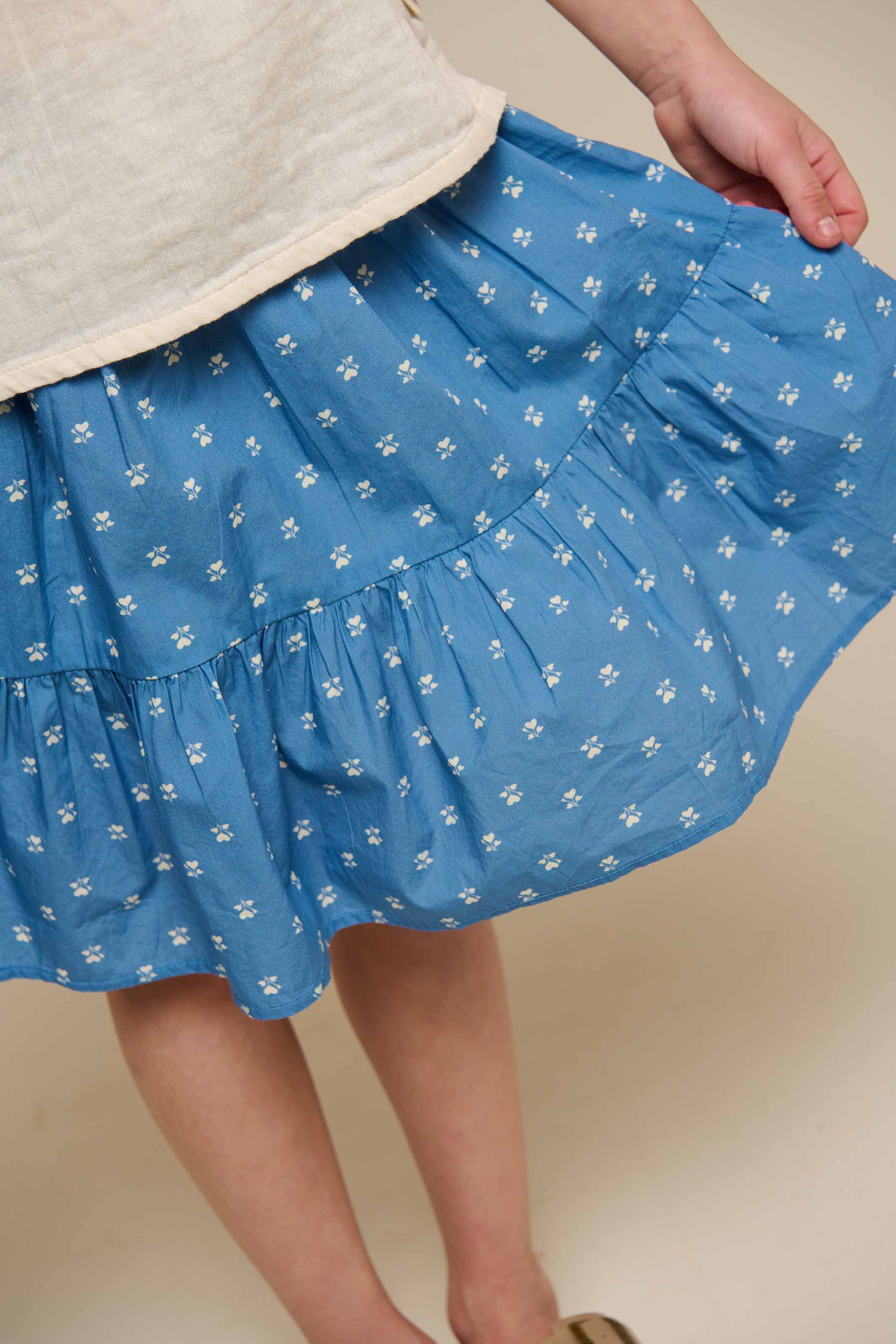 Printed Poplin Skirt - Tween - Dusty Blue | 101085 Camilla