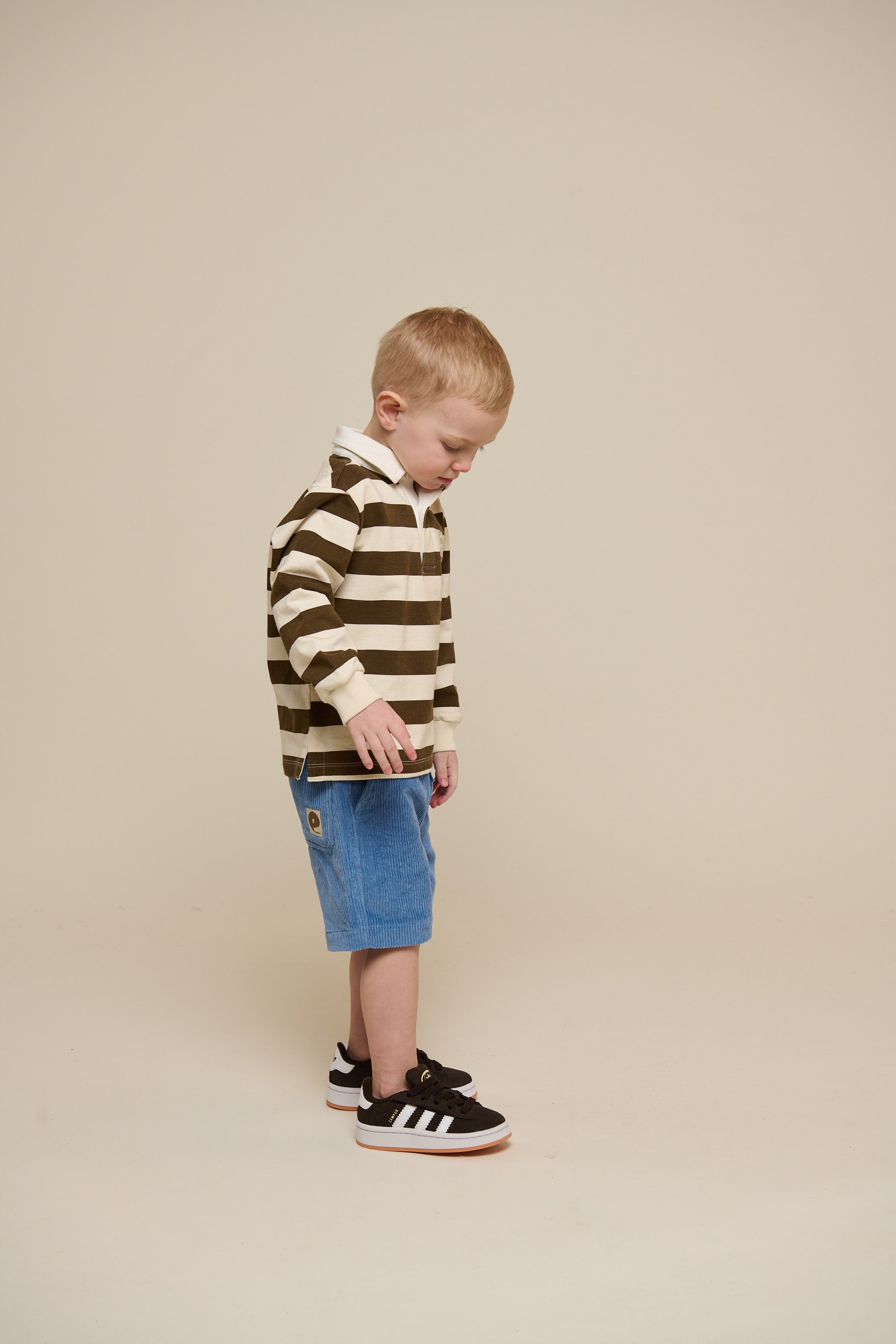 Striped Polo Sweatshirt - Kids - Dark Brown/Offwhite | 101397 Marco
