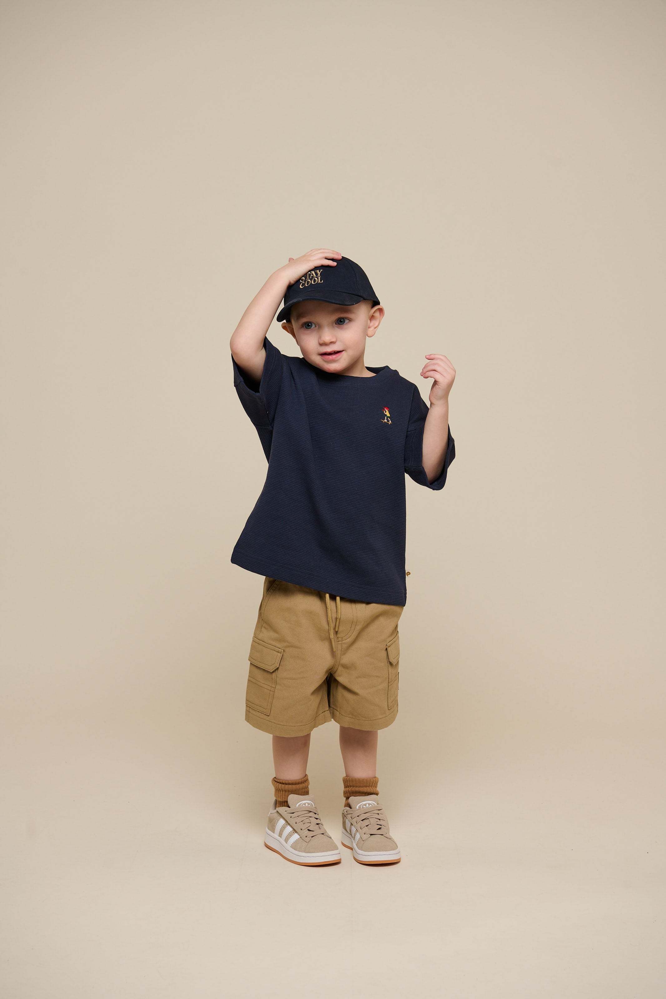 Waffle T-shirt - Kids - Navy | 101152 Evan