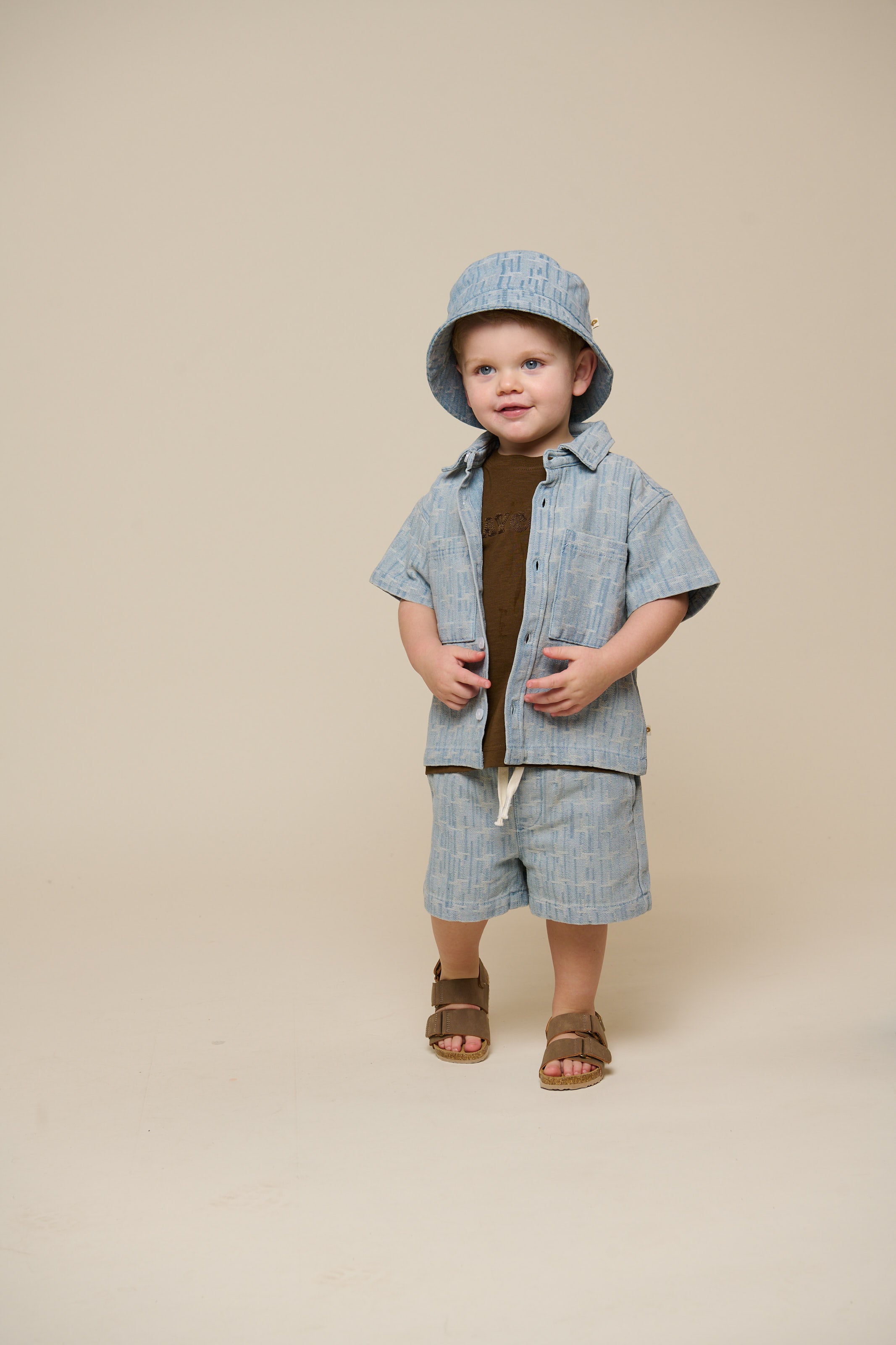 Baggy Jacquard Denim Shorts - Kids - Blue Denim | 101059 Kyle
